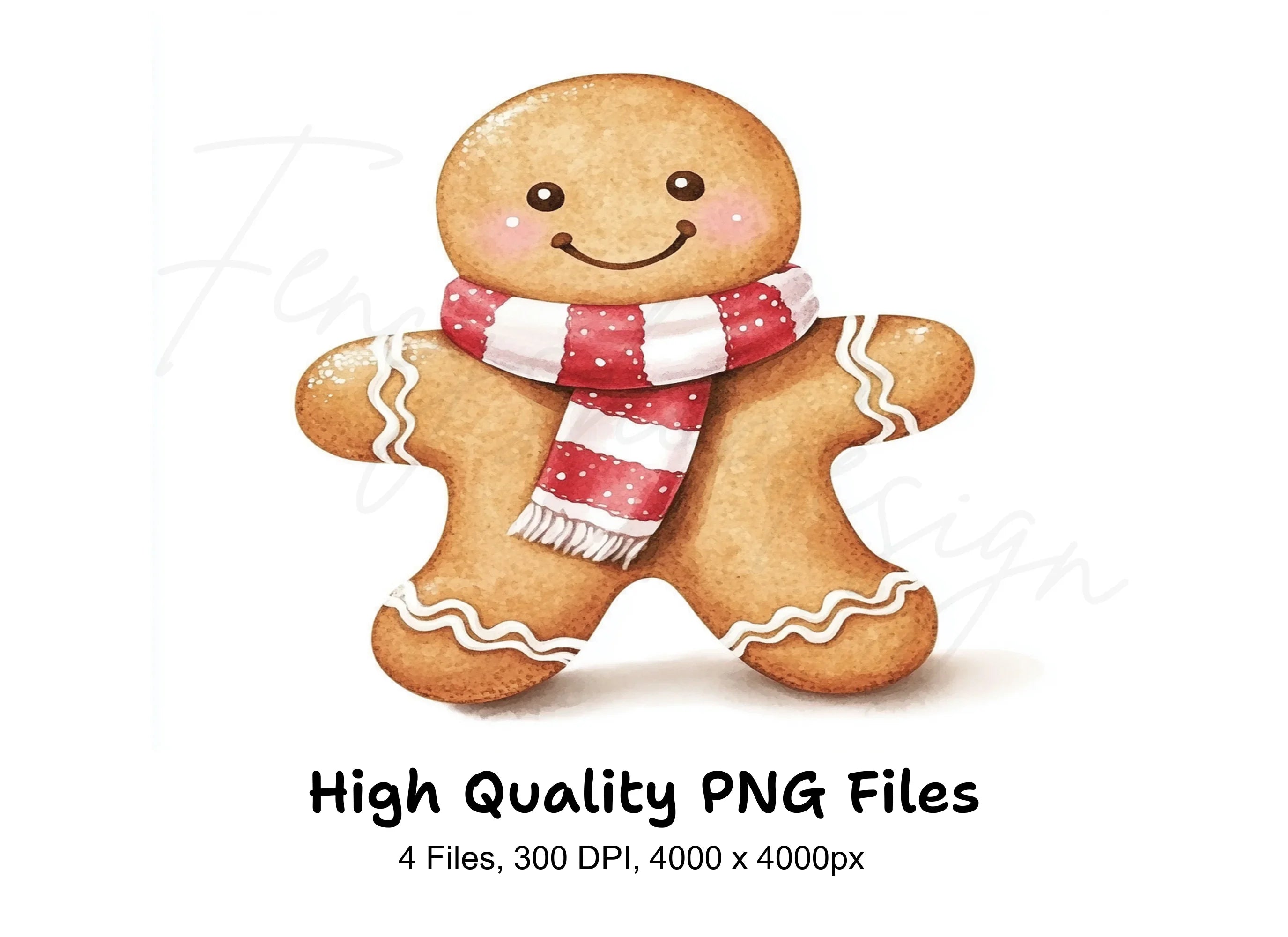 Cute Gingerbread Man with Scarf Clipart Bundle