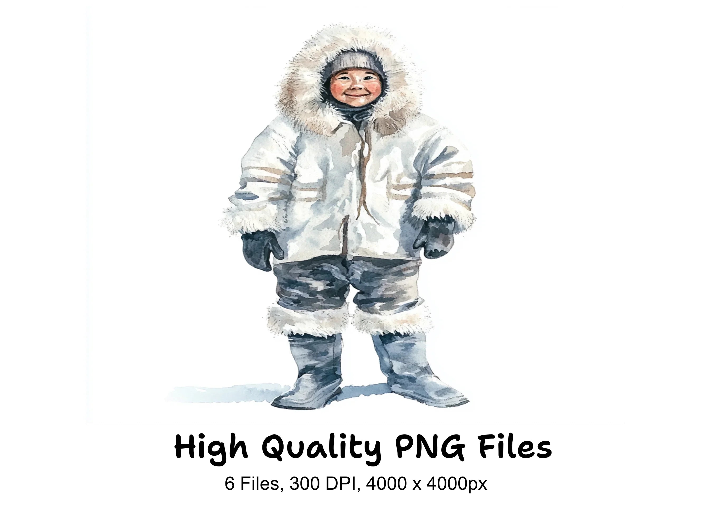 Inuit Children Traditional Parka Clipart Bundle