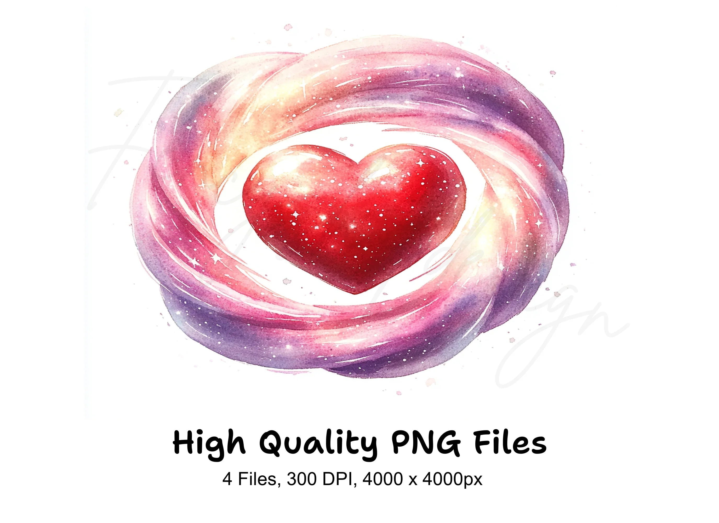 Cosmic Swirl Hearts Clipart Bundle