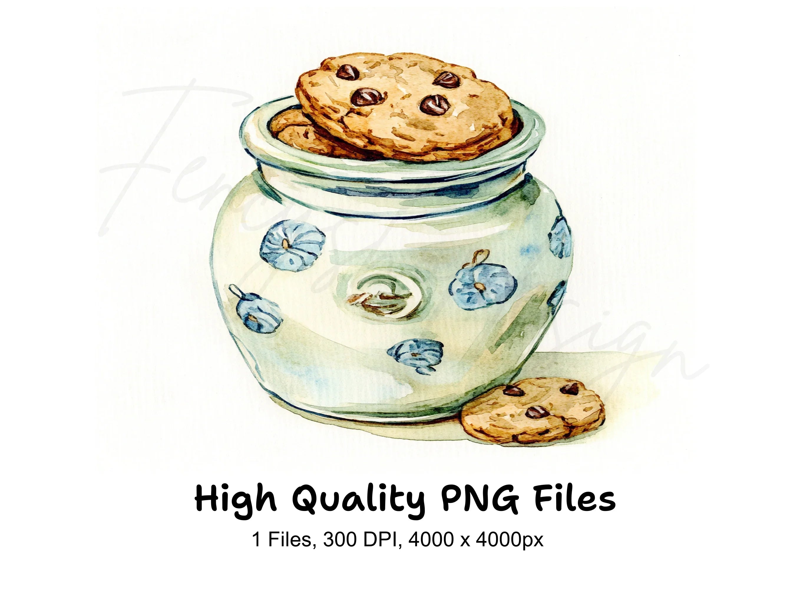 Vintage Cookie Jar with Chocolate Cookies Clipart Bundle