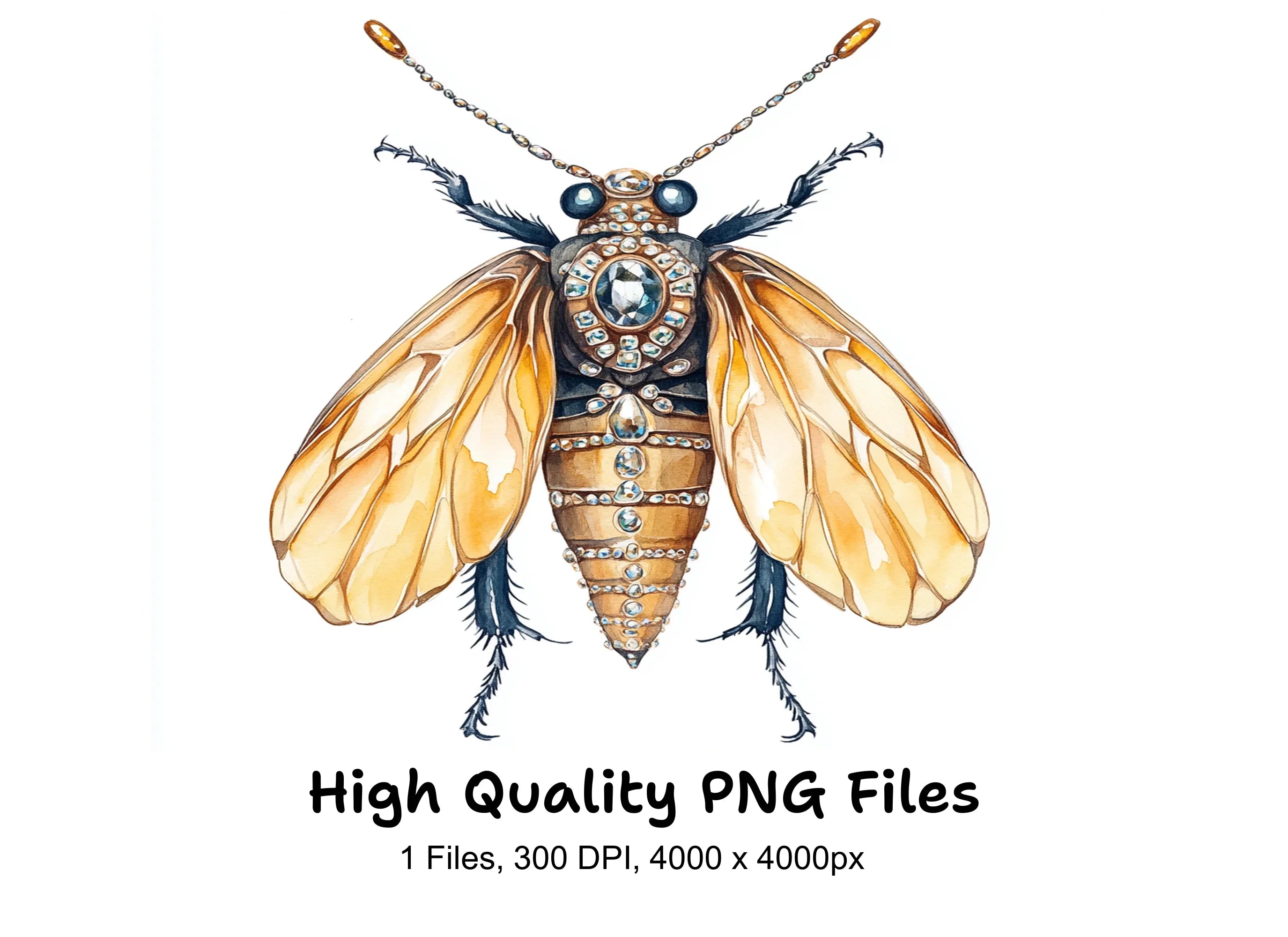 Golden Jeweled Wasp Clipart Bundle