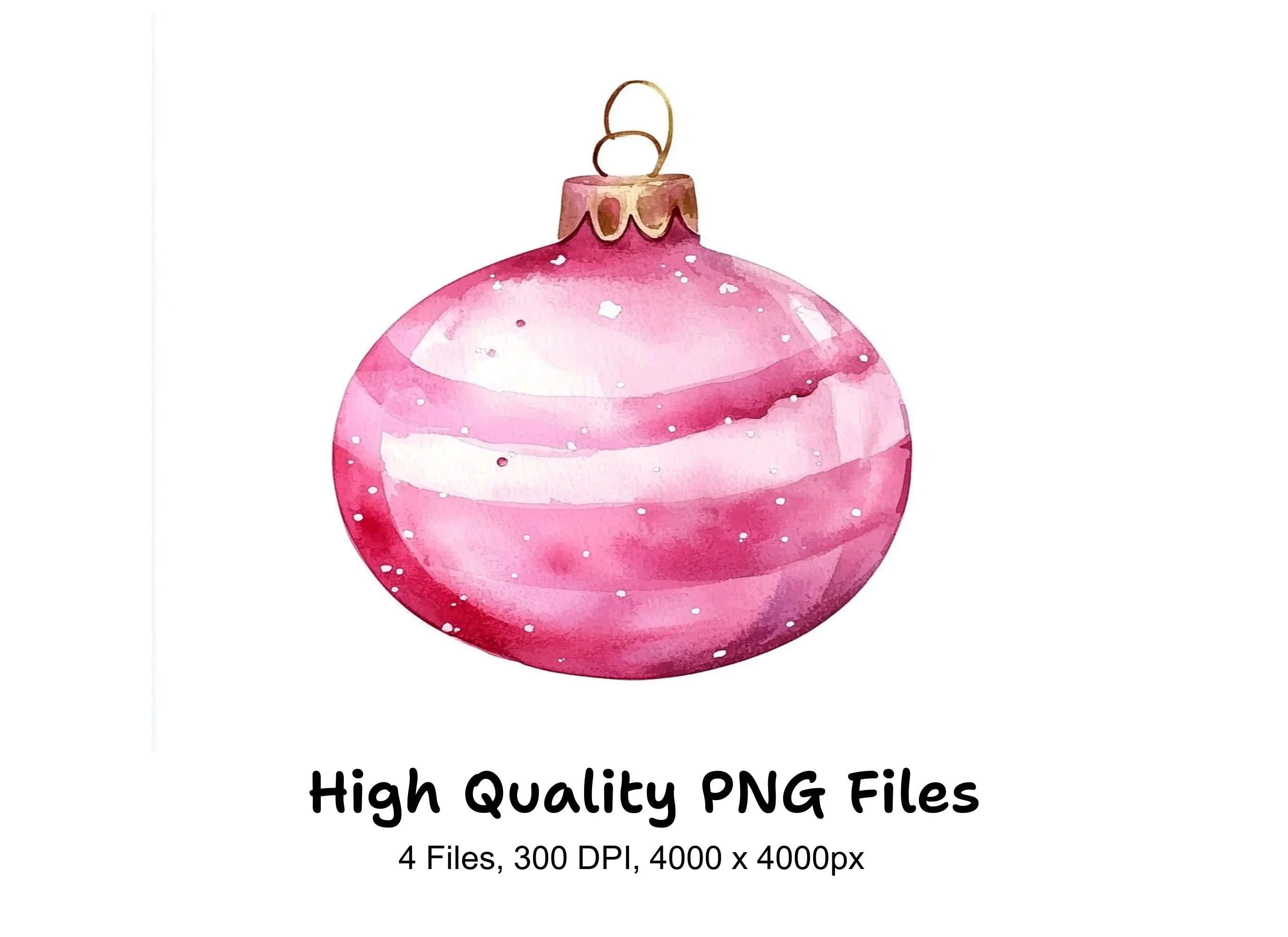 Sparkling Pink Christmas Baubles Clipart Bundle
