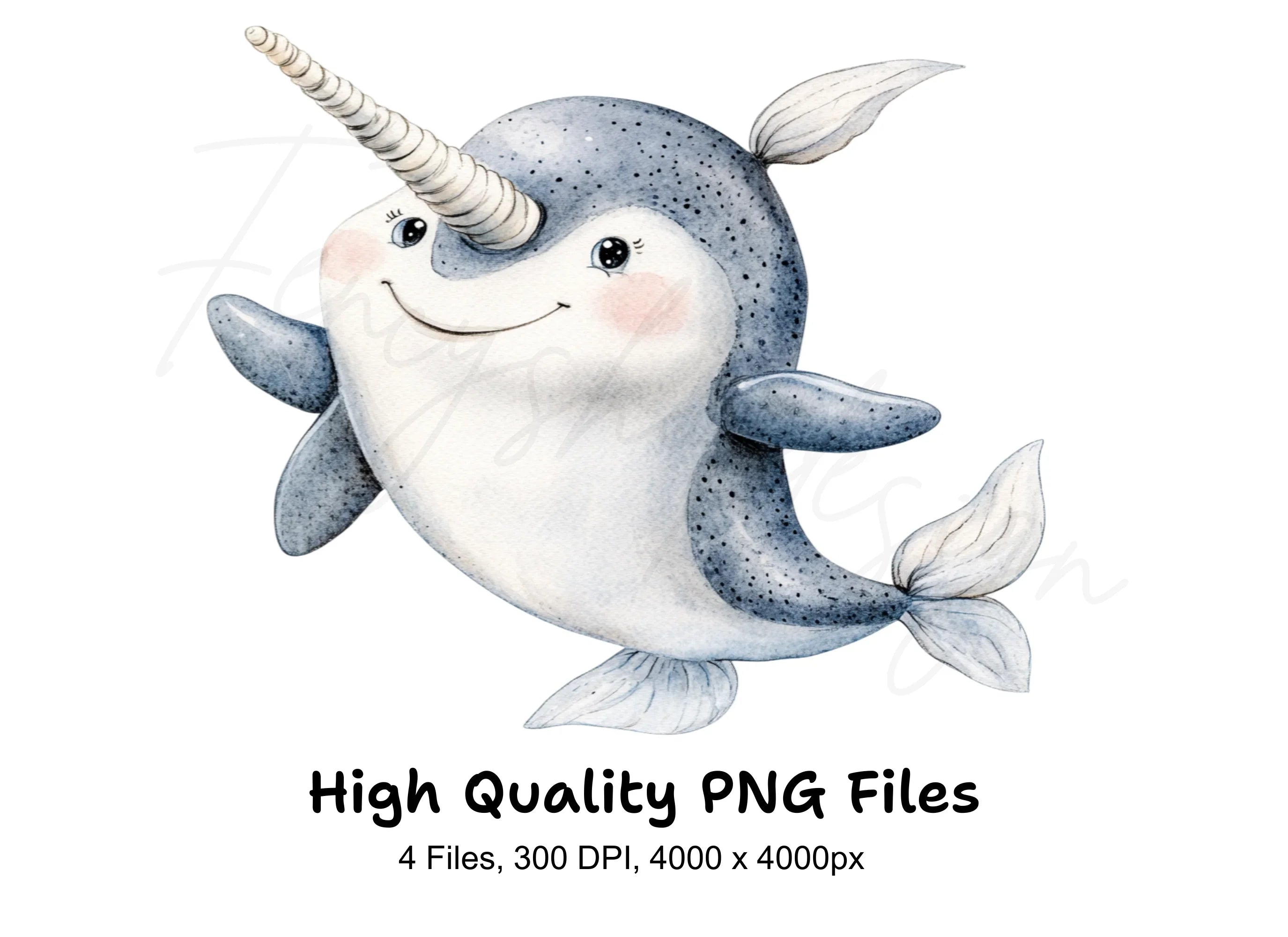 Adorable Narwhal Clipart Bundle