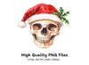 Christmas Skulls with Santa Hats Clipart Bundle