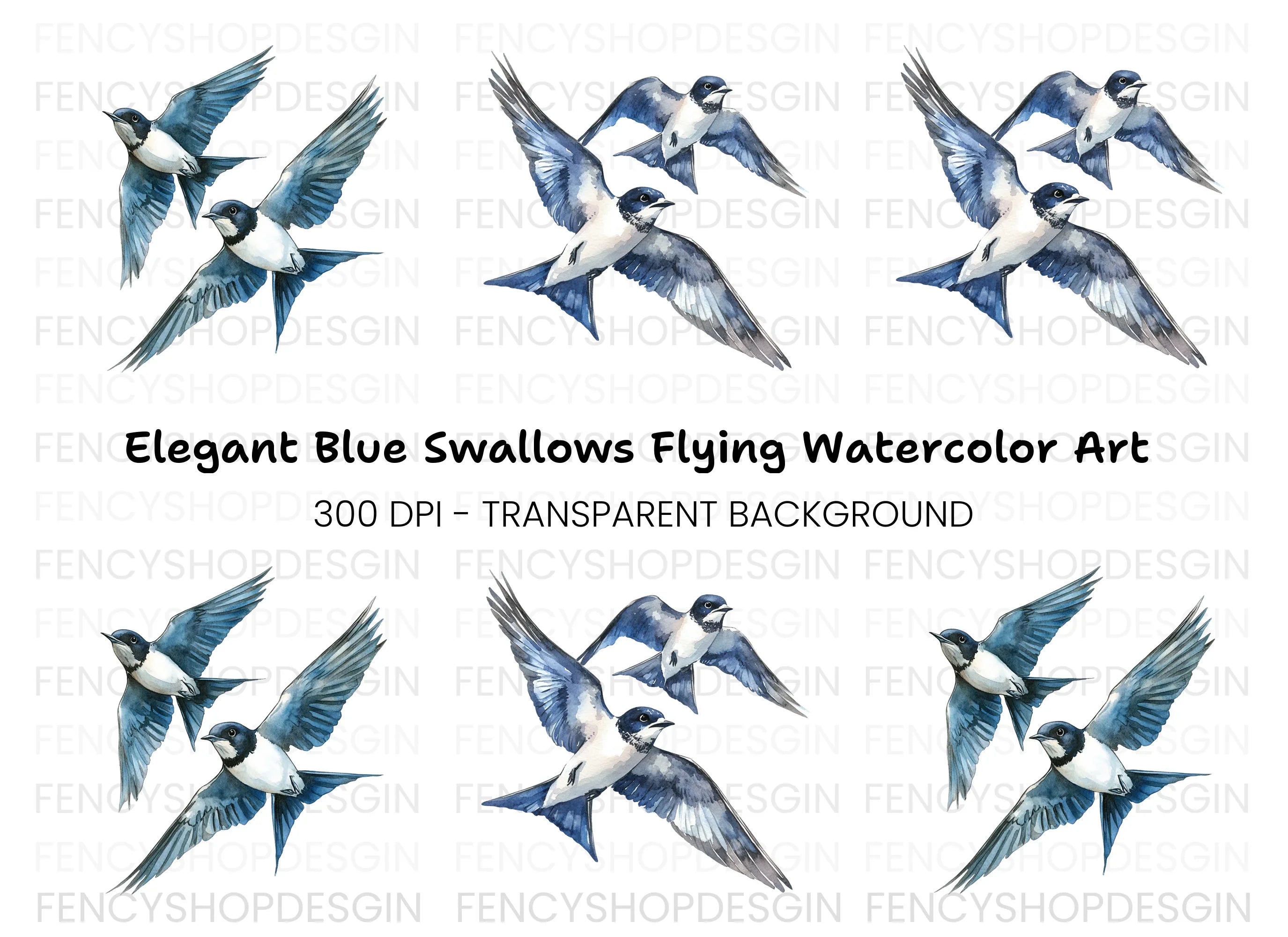 Dynamic Swallow Flight Clipart Bundle