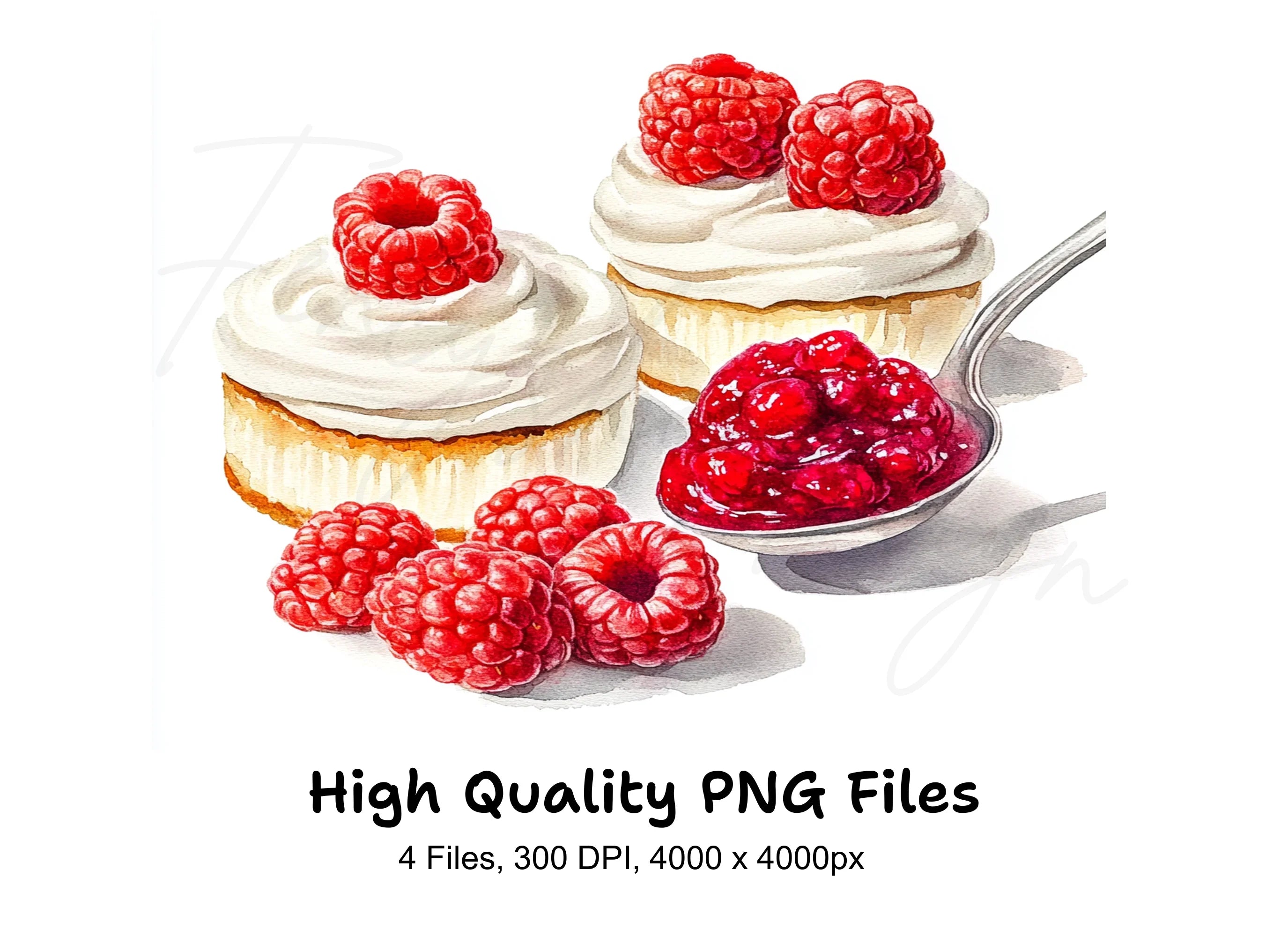 Delicious Raspberry Desserts Clipart Bundle