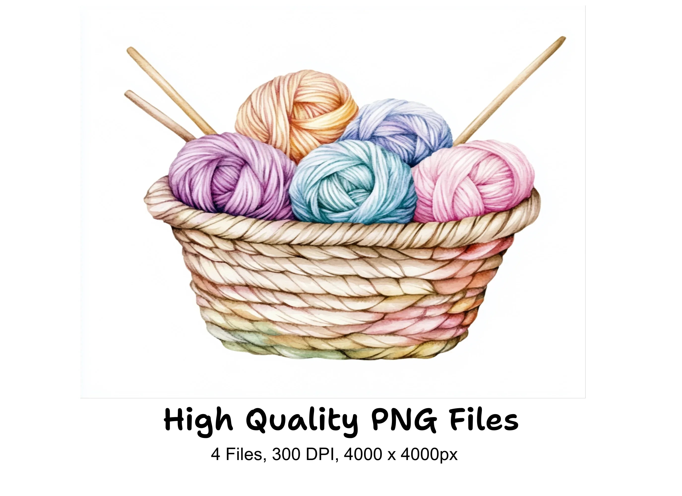 Yarn Baskets Clipart Bundle