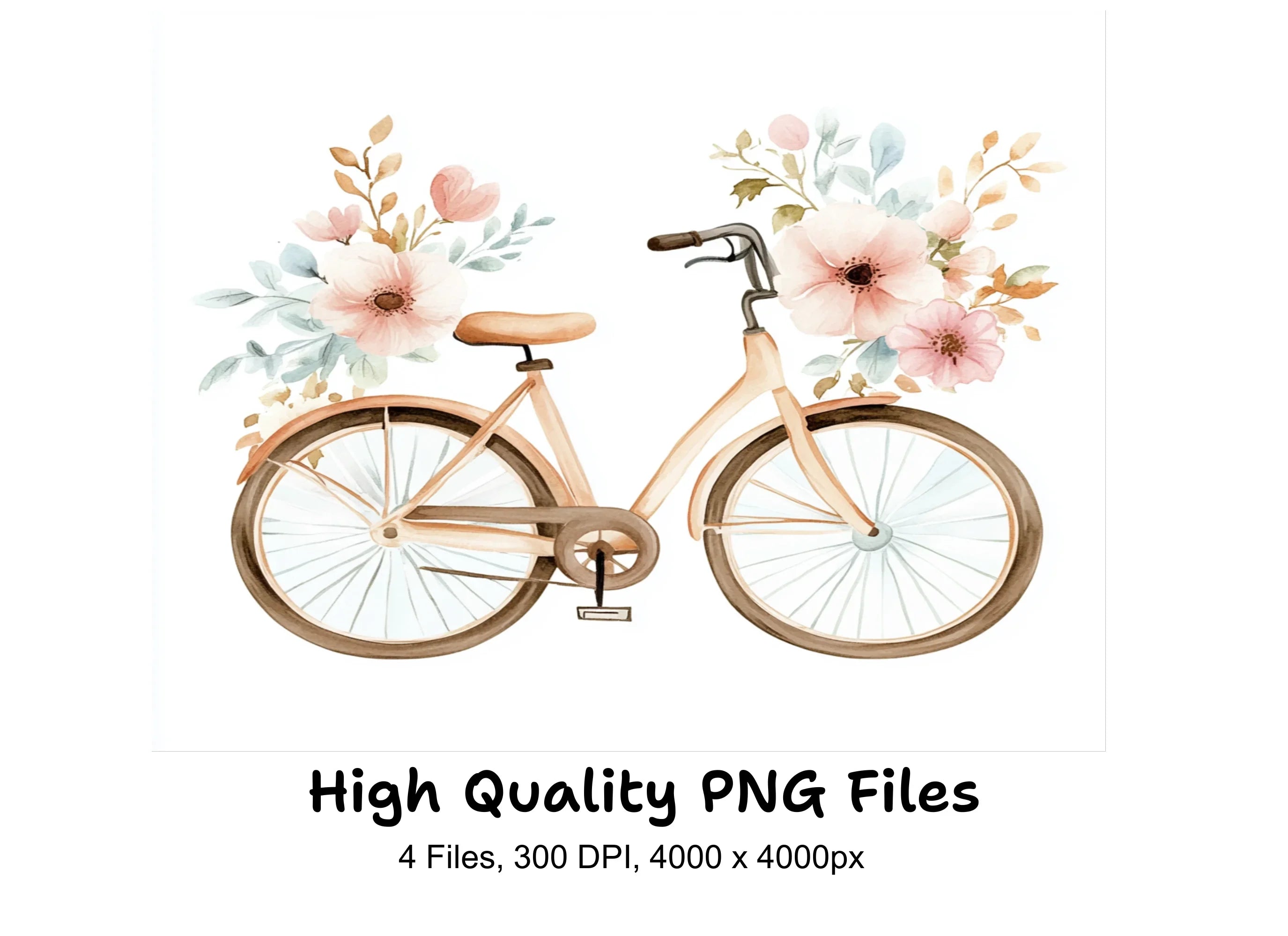 Pastel Floral Bicycle Clipart Bundle