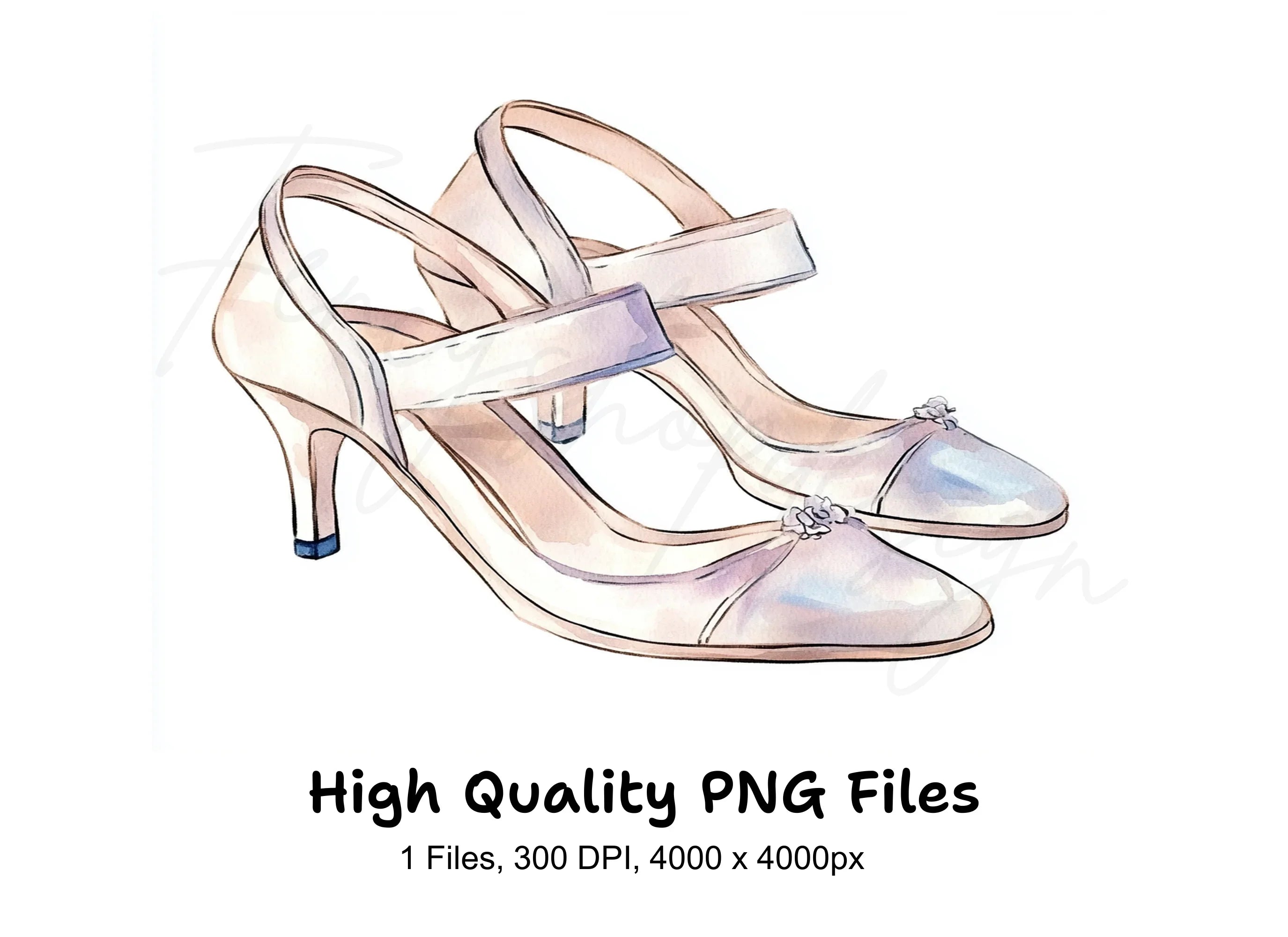 Chic White Mary Jane Wedding Heels Clipart Bundle