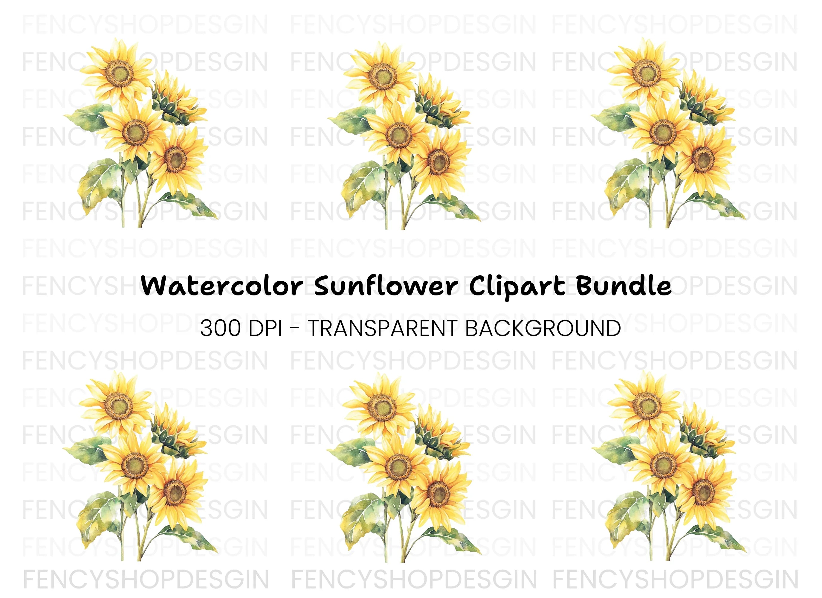 Vibrant Sunflower Bouquet Clipart Bundle