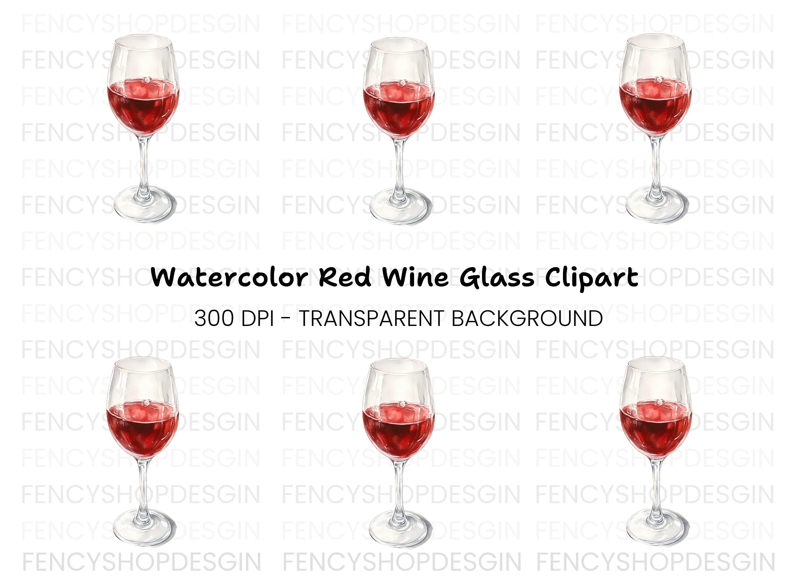 Elegant Red Wine Glass Clipart Bundle