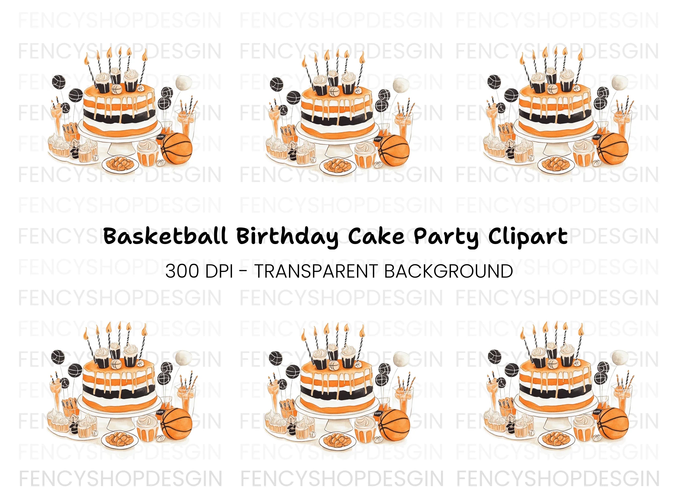 Basketball Themed Dessert Table Clipart Bundle