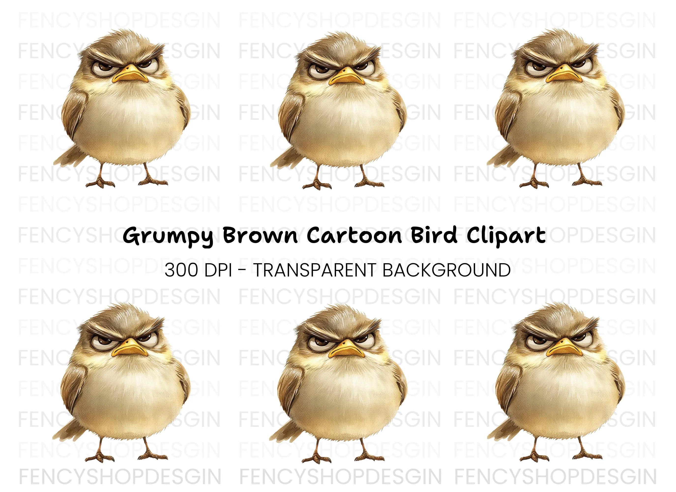 Grumpy Bird Clipart Bundle