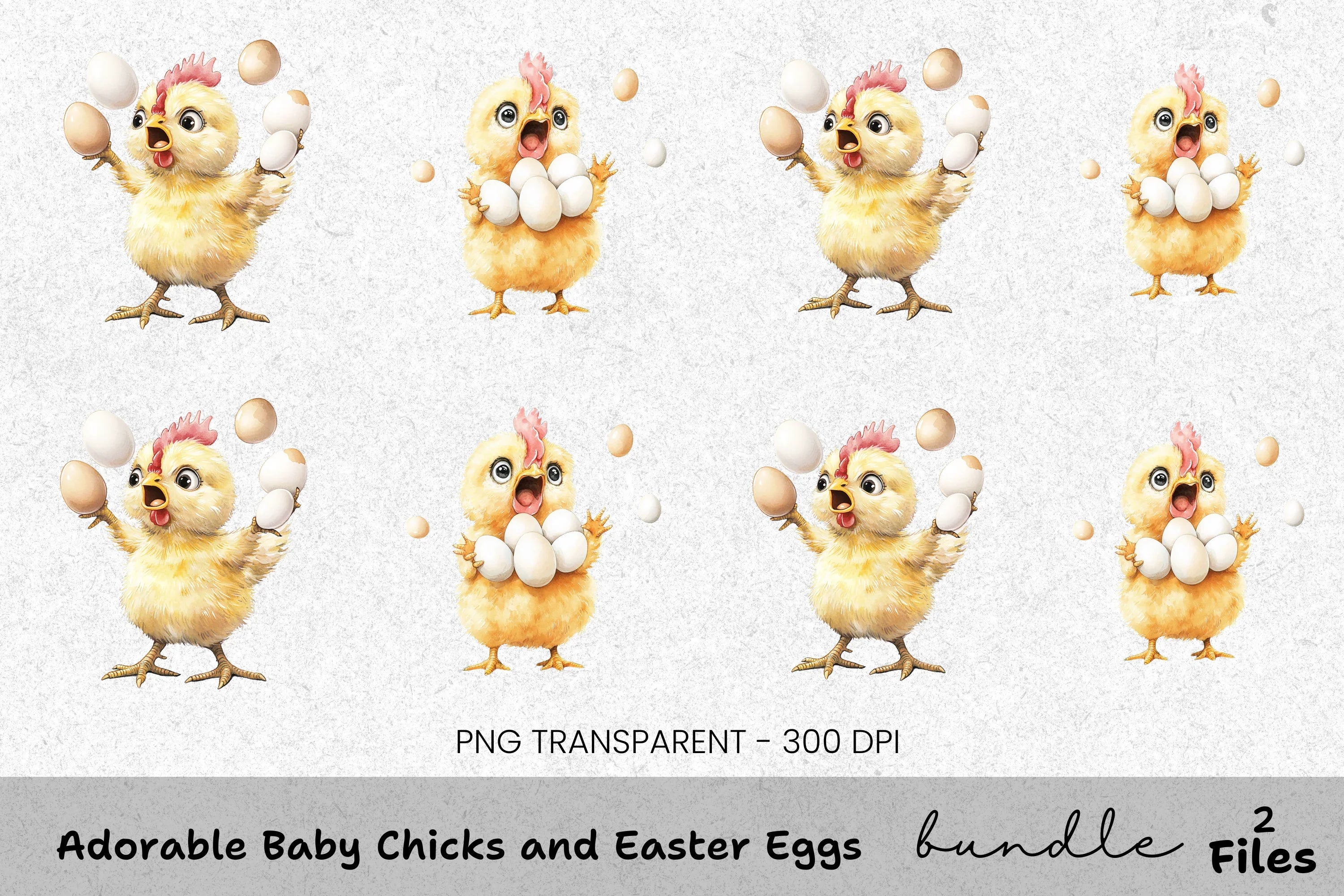 Adorable Baby Chicks and Easter Eggs Clipart Bundle