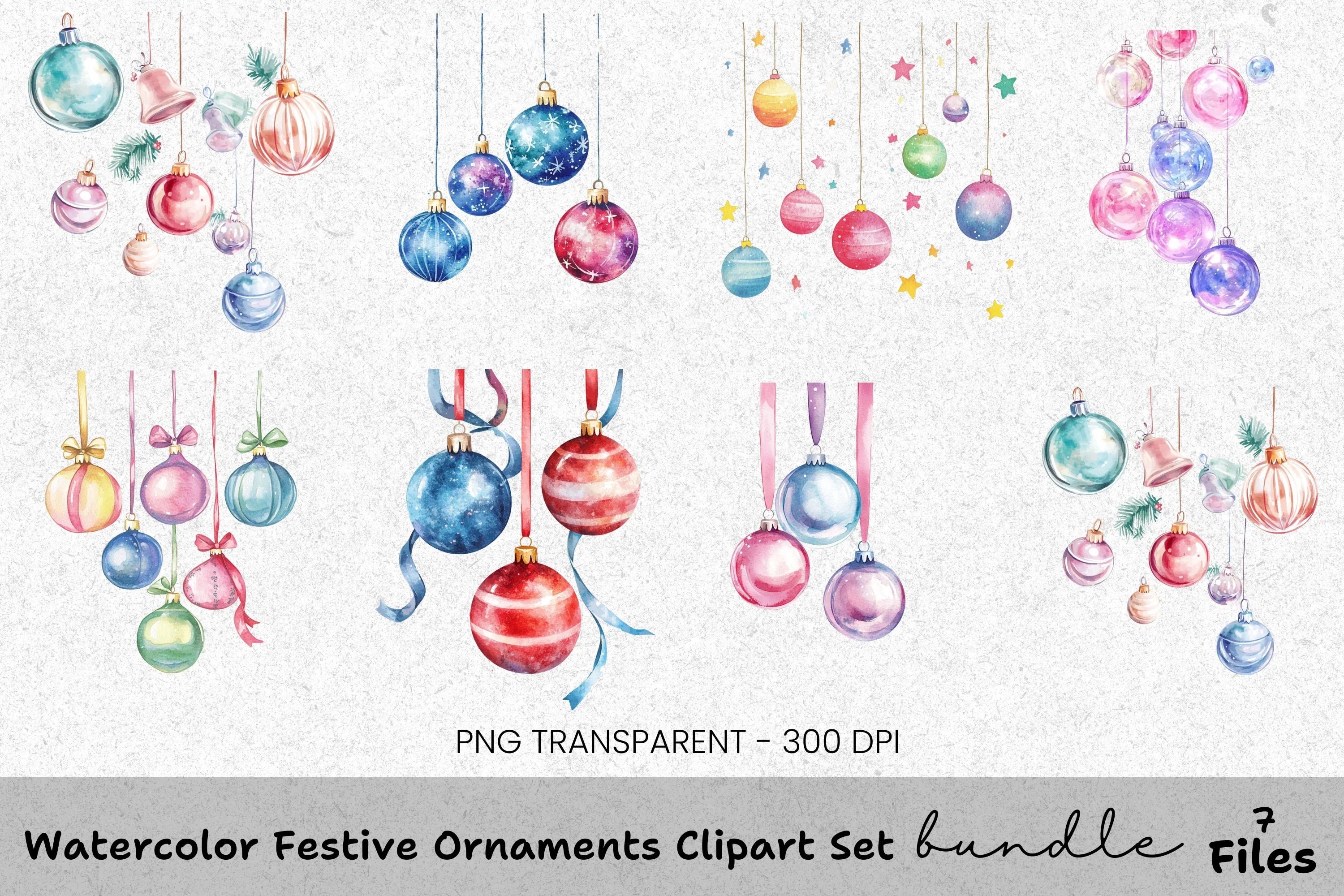 Christmas Ornaments Clipart Bundle