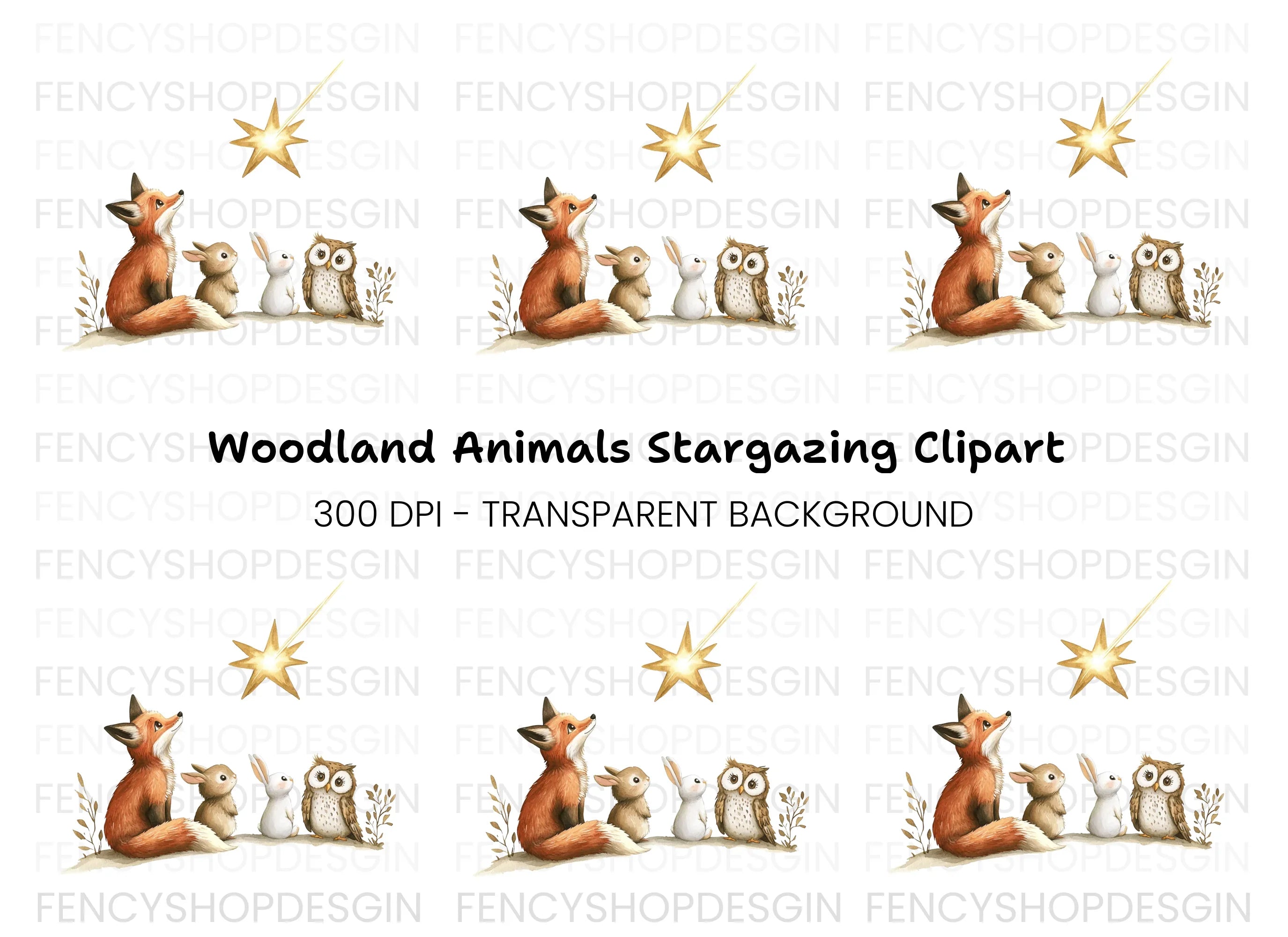 Woodland Animals Stargazing Clipart Bundle