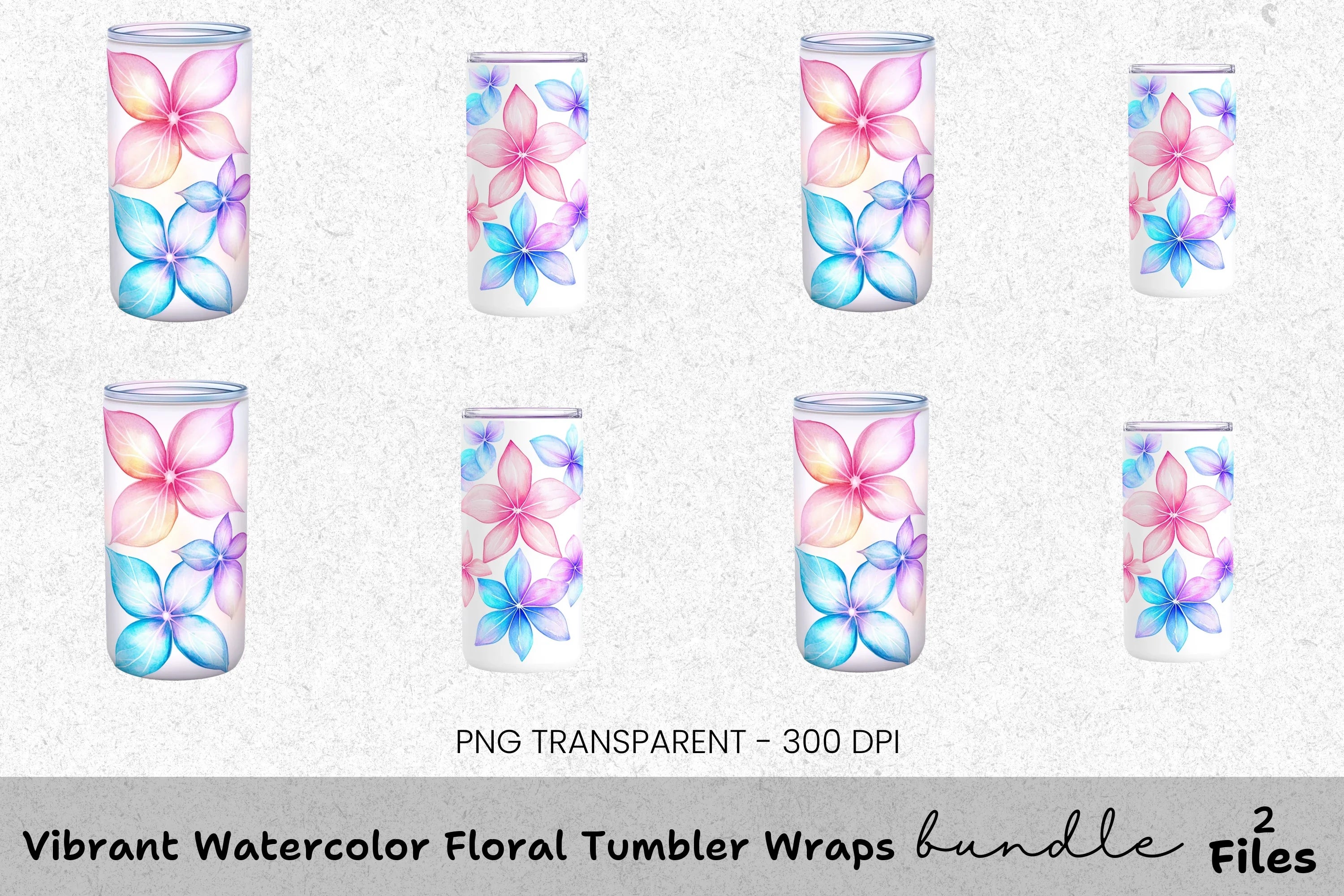 Vibrant Floral Tumbler Clipart Bundle