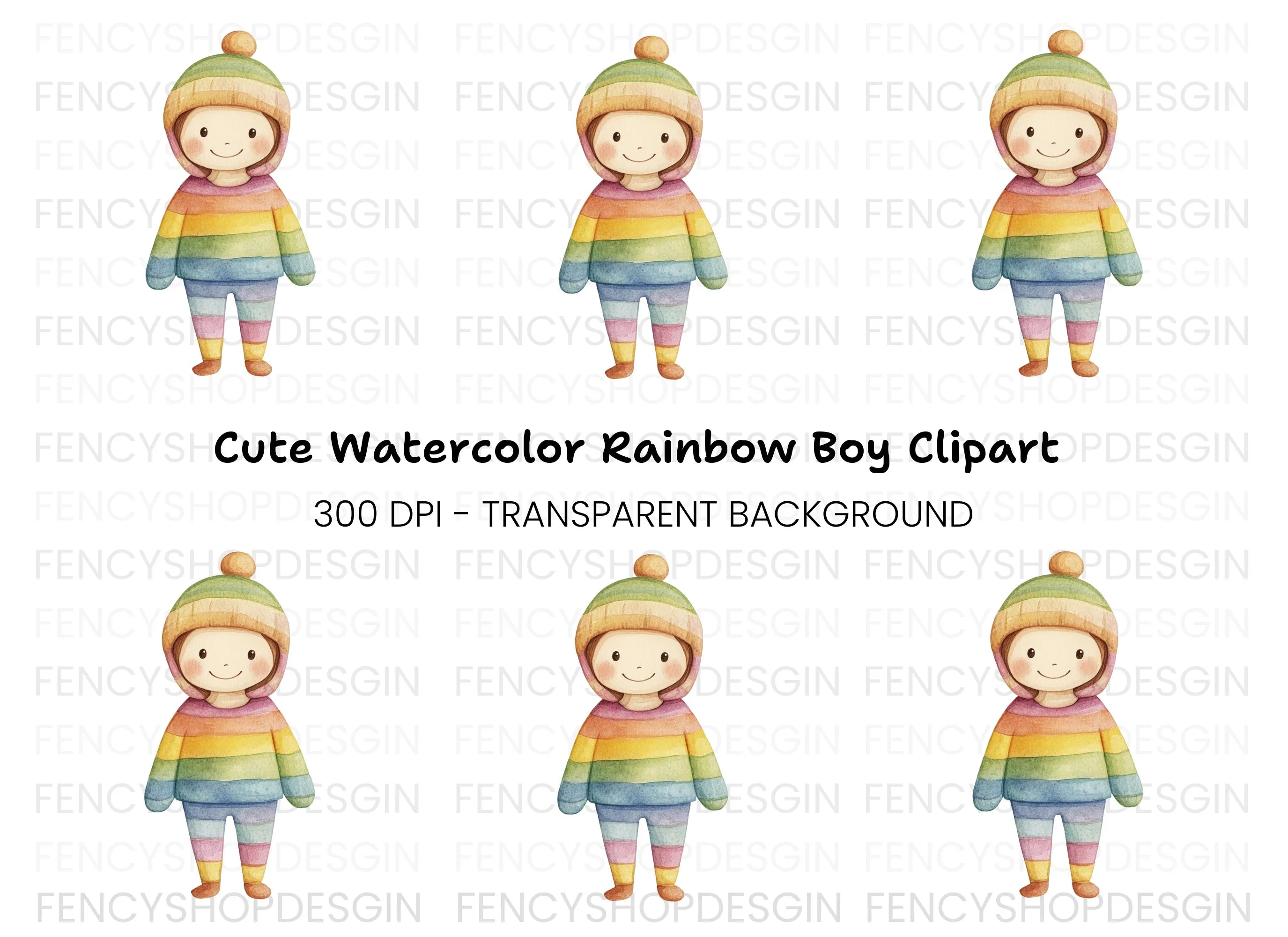 Cute Rainbow Outfit Child Clipart Bundle