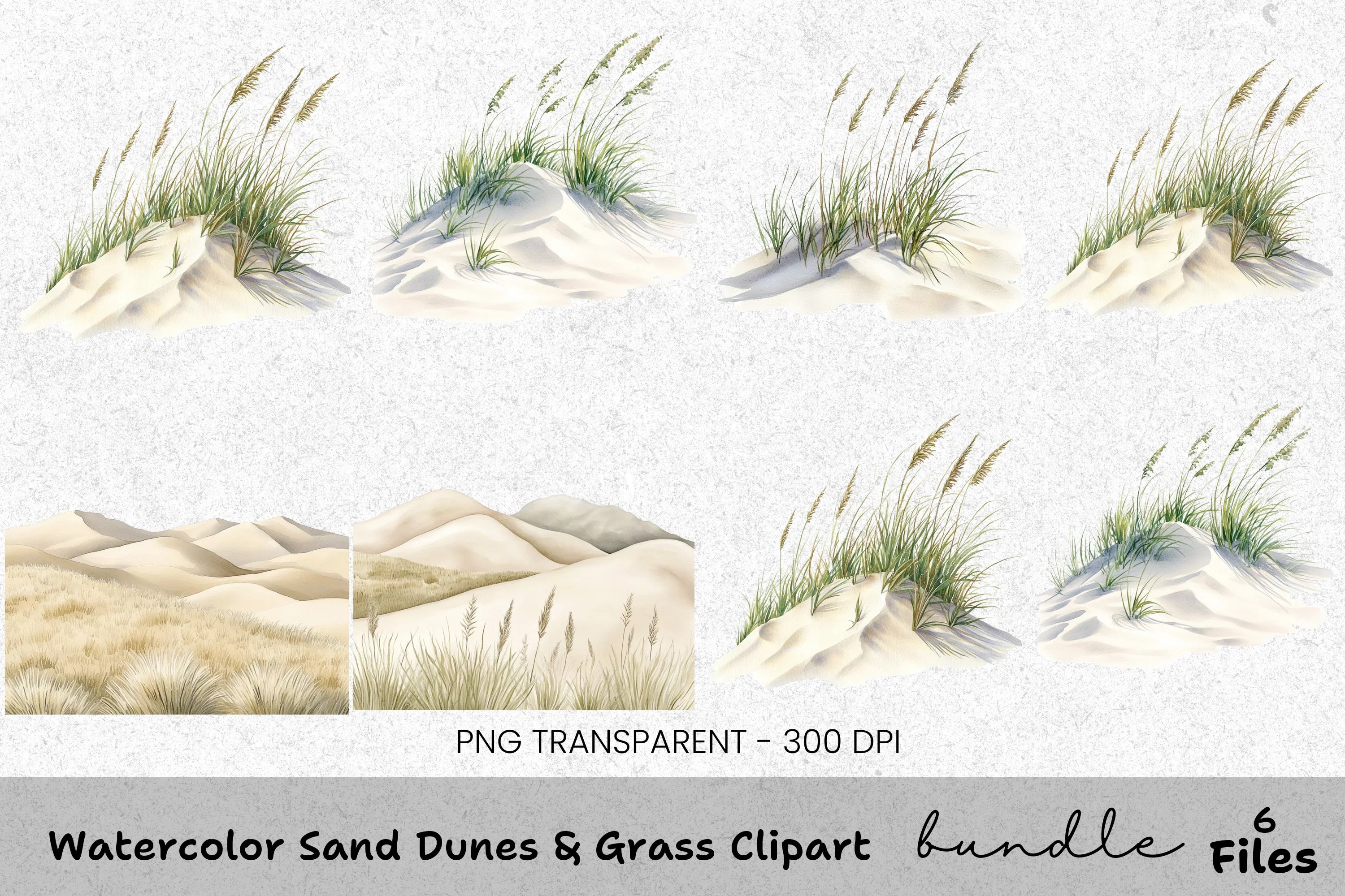 Sand Dunes Grass Clipart Bundle