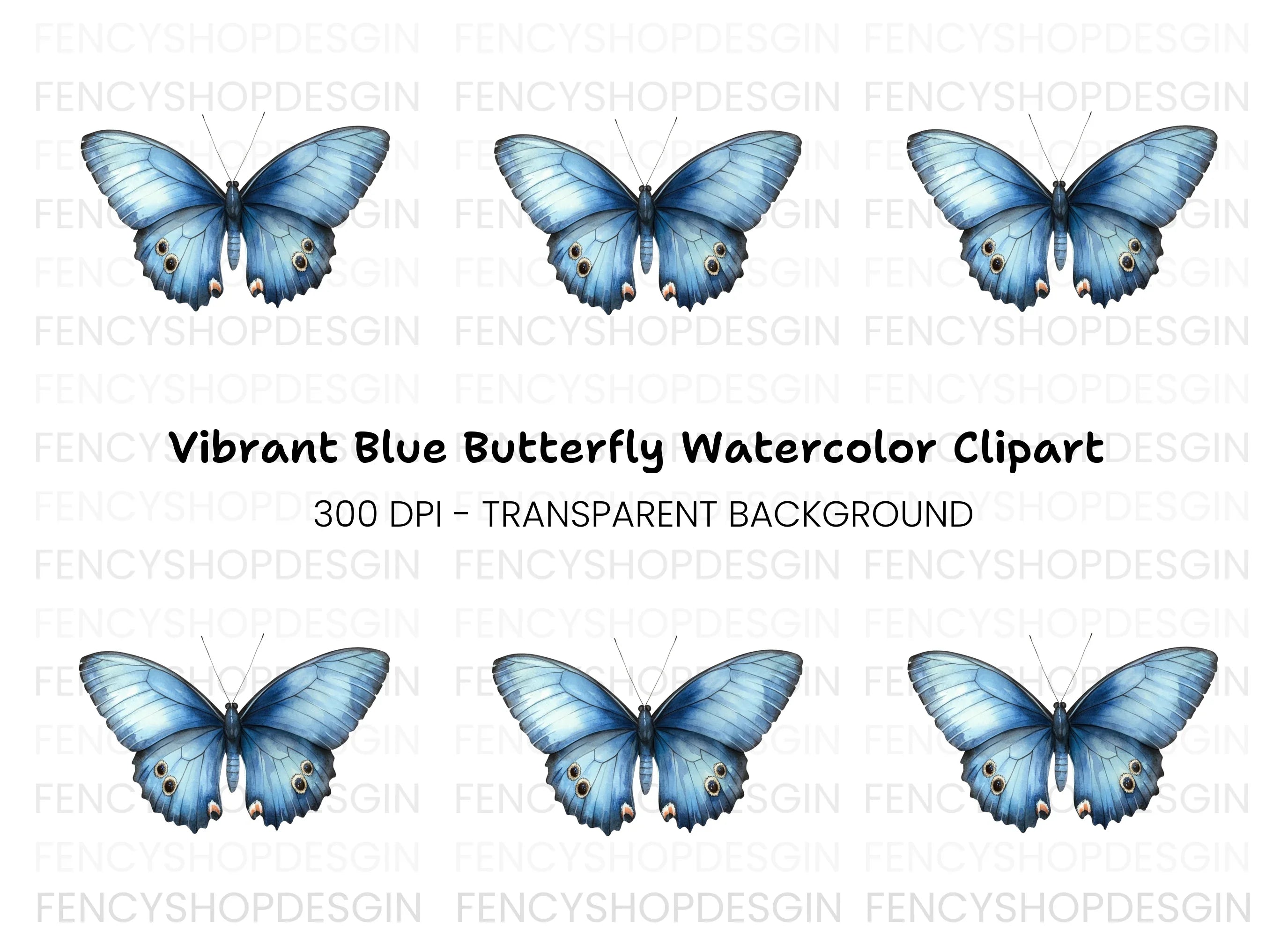 Blue Butterfly Clipart Bundle