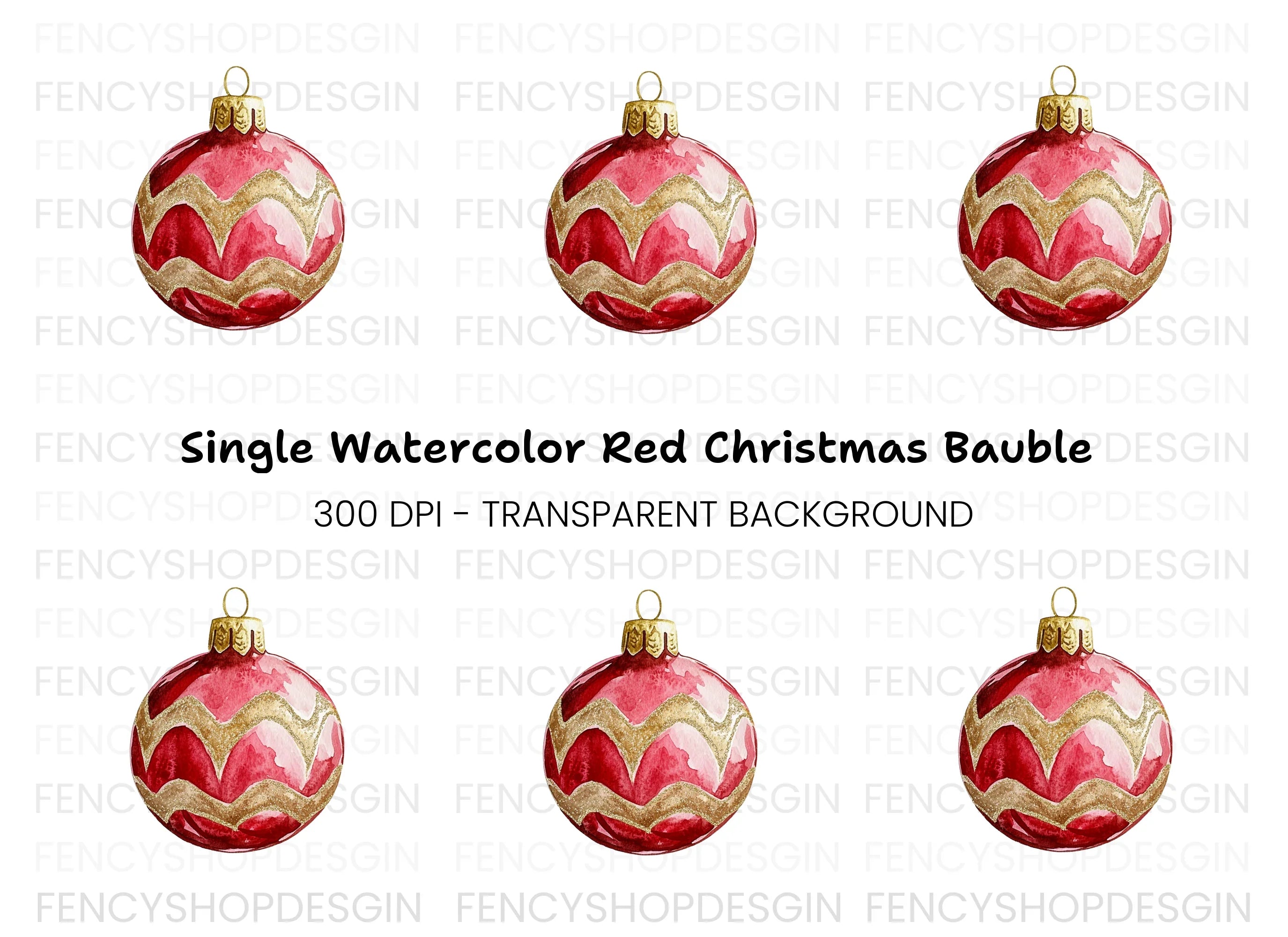 Red Gold Christmas Ornament Clipart Bundle