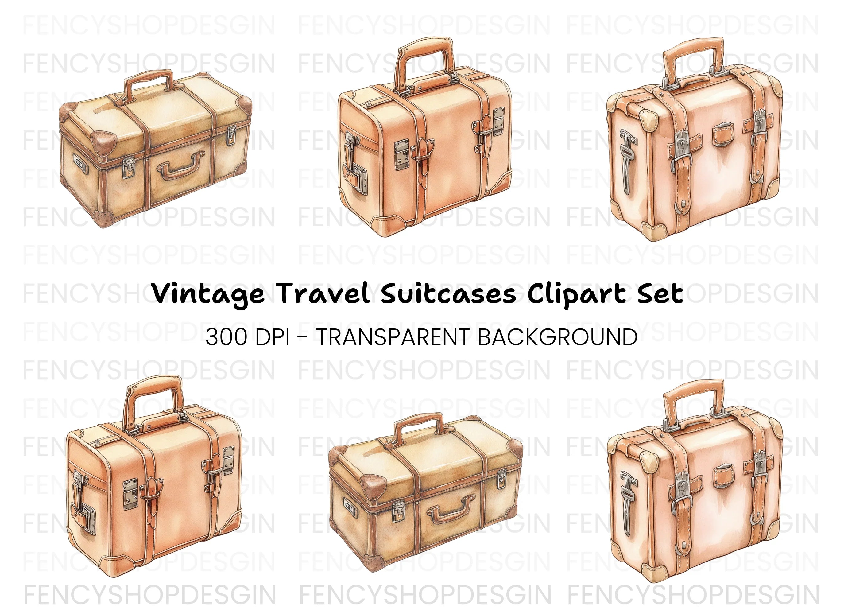 Vintage Suitcase Clipart Bundle