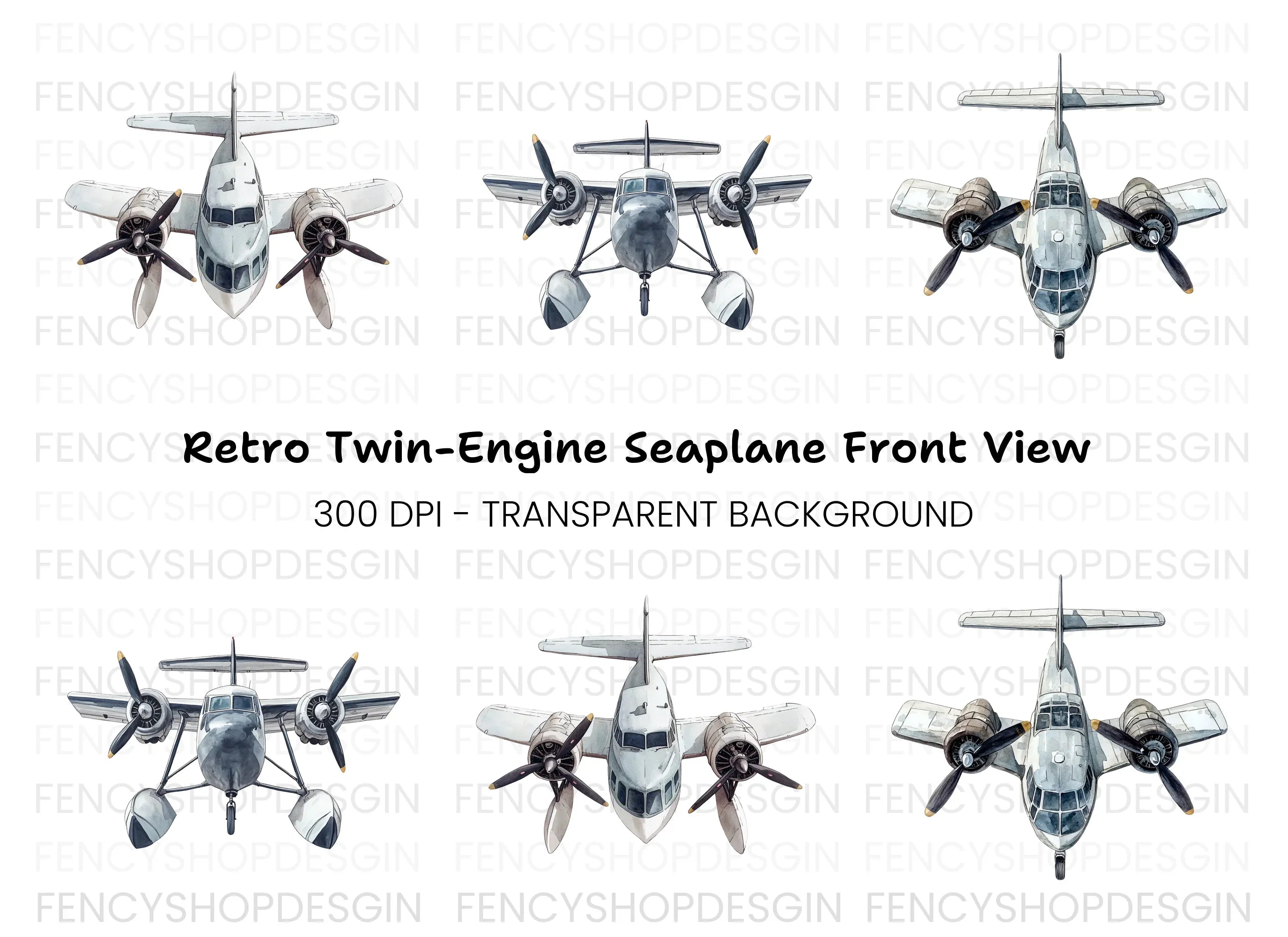 Top View Seaplane Clipart Bundle