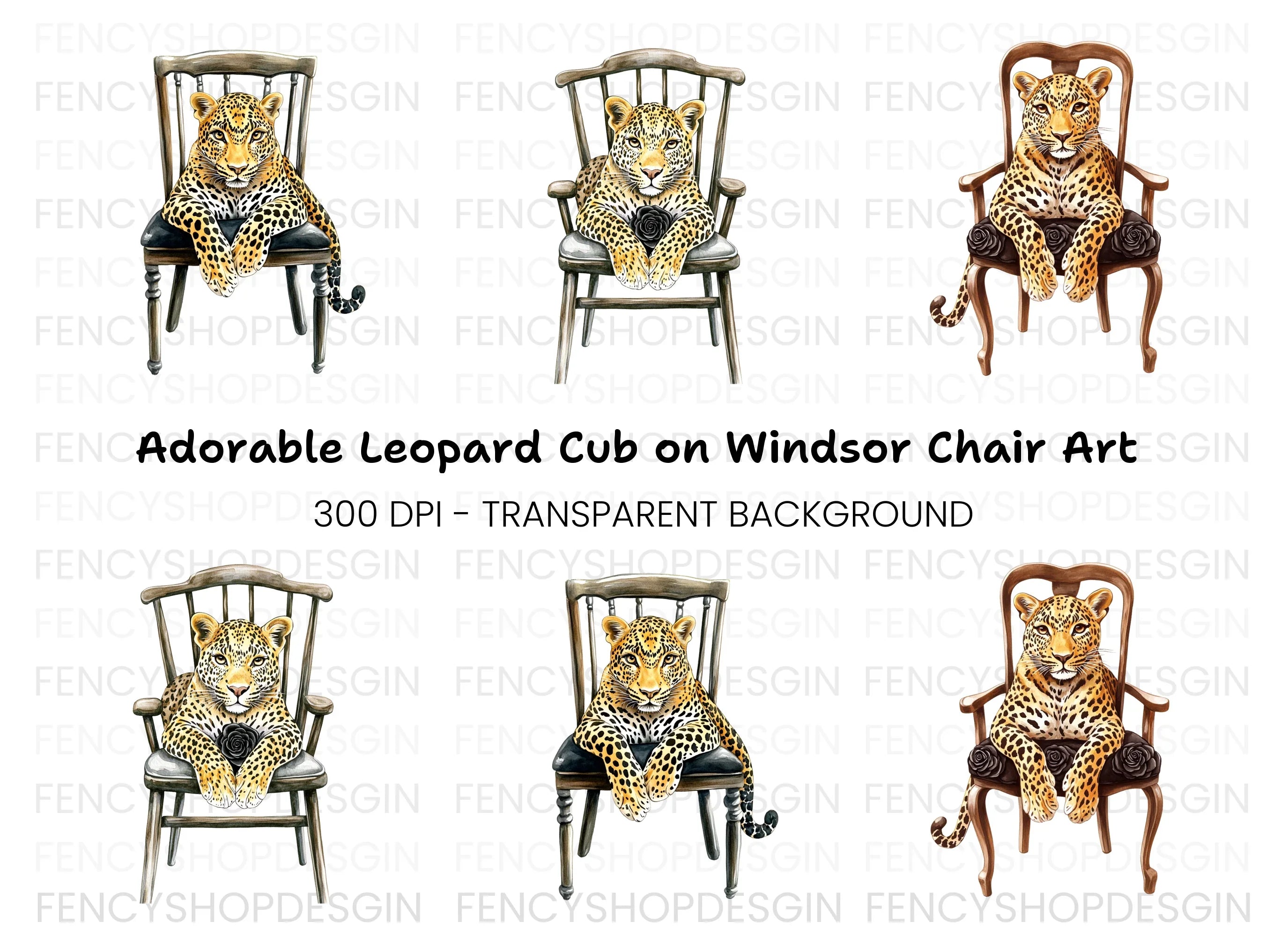 Leopard in Chair Clipart Bundle