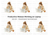 Women Working on Laptop Clipart Bundle