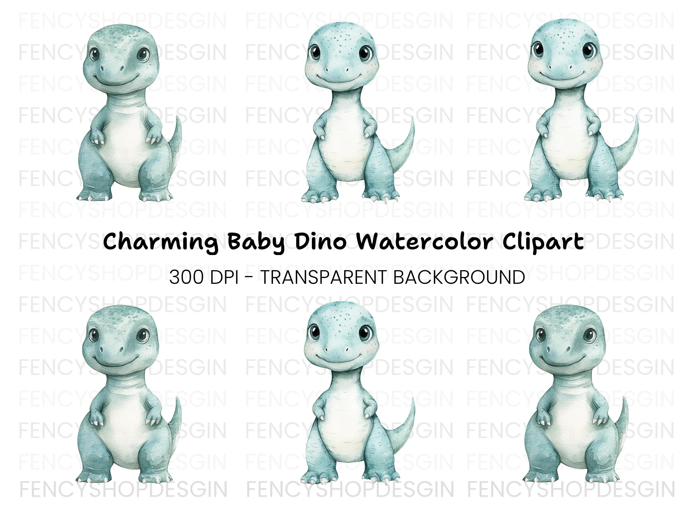 Sweet Baby Dinosaur Duo Clipart Bundle