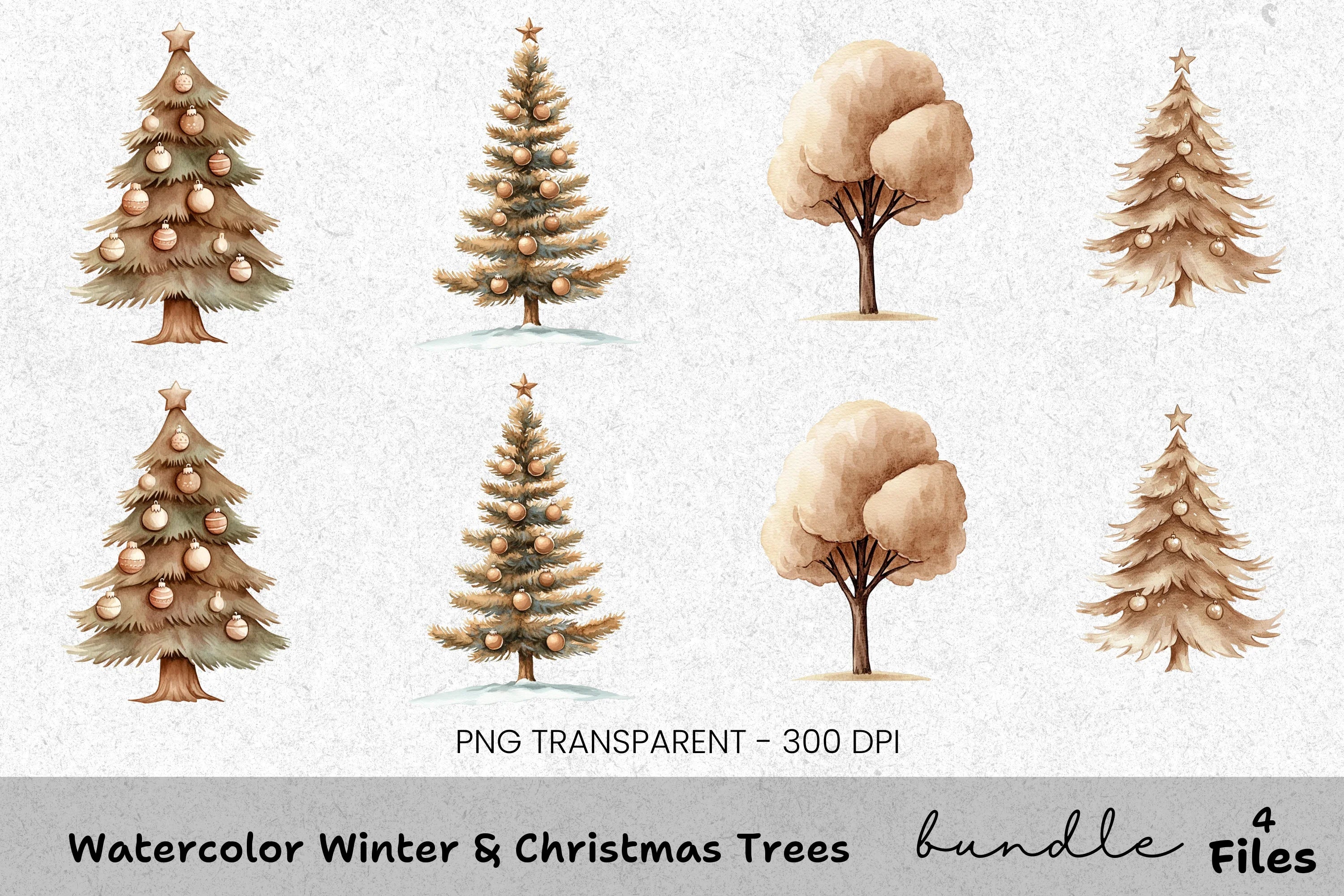 Winter Christmas Trees Clipart Bundle