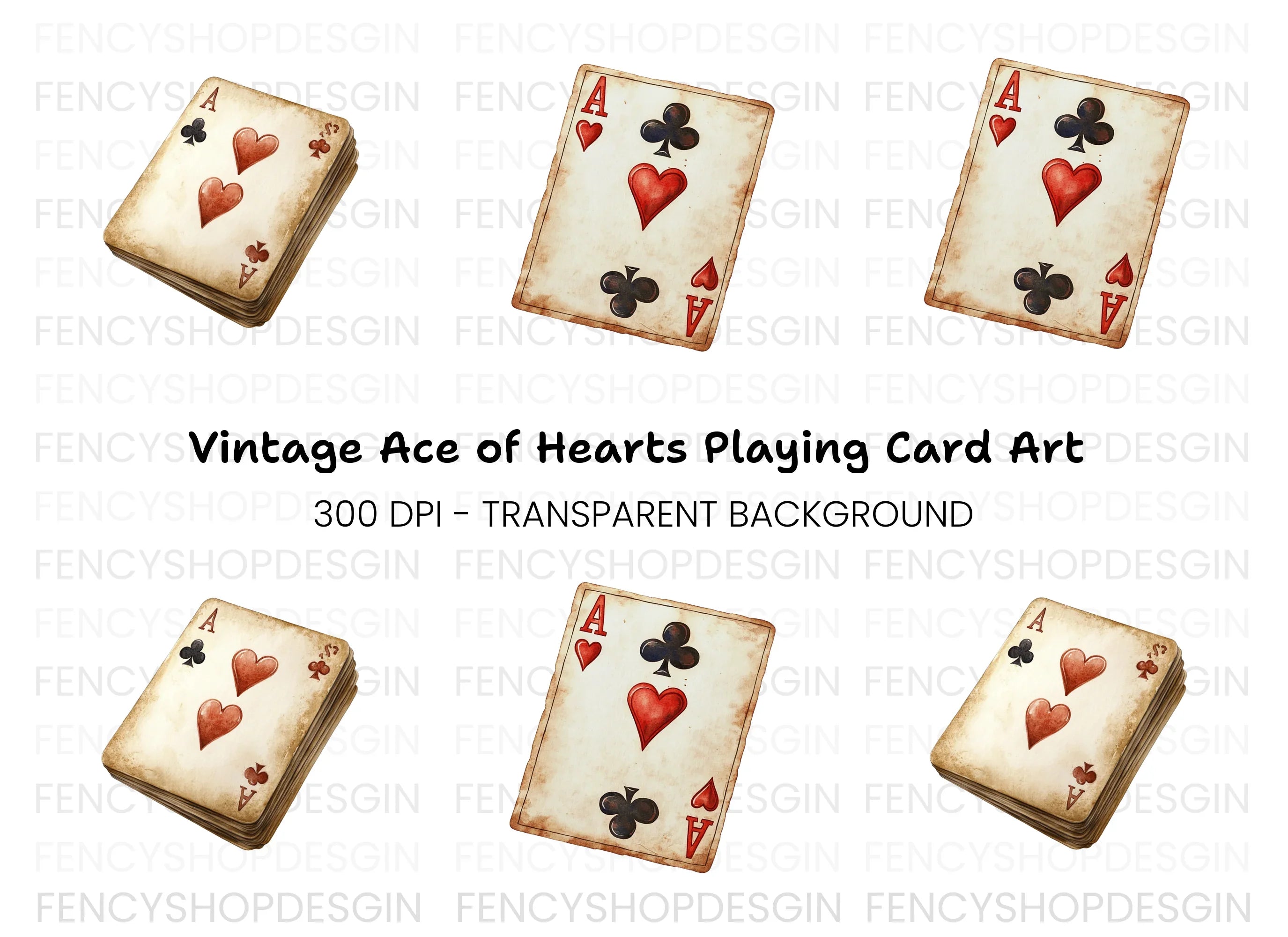 Vintage Ace Playing Card Clipart Bundle