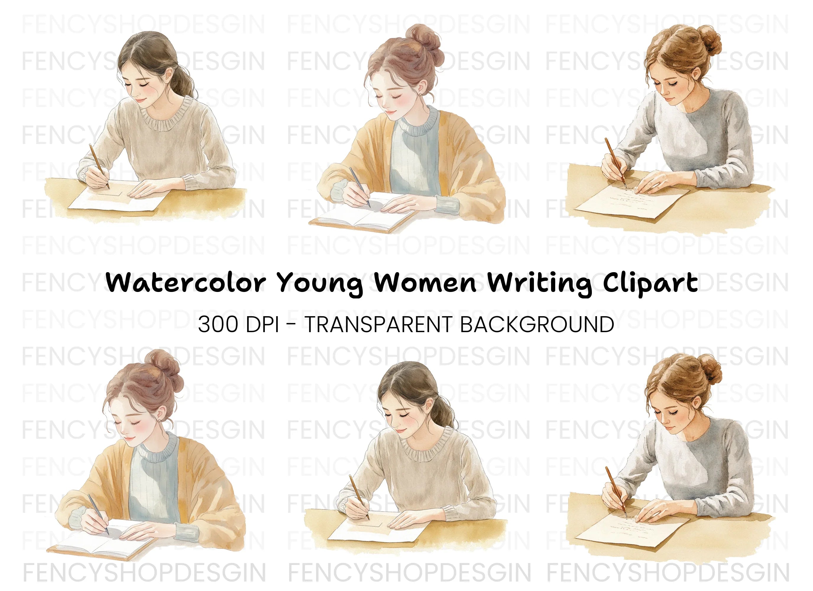 Girls Writing Clipart Bundle