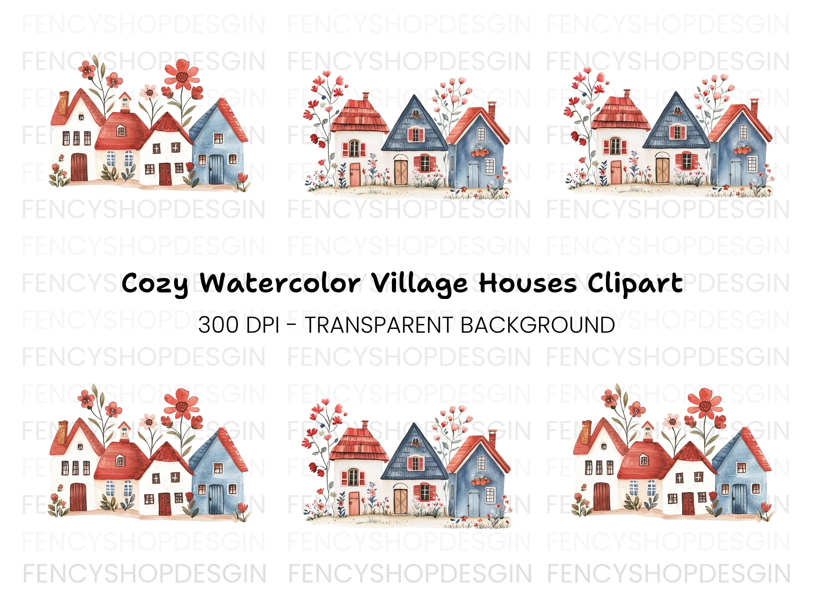 Charming Village Houses Clipart Bundle