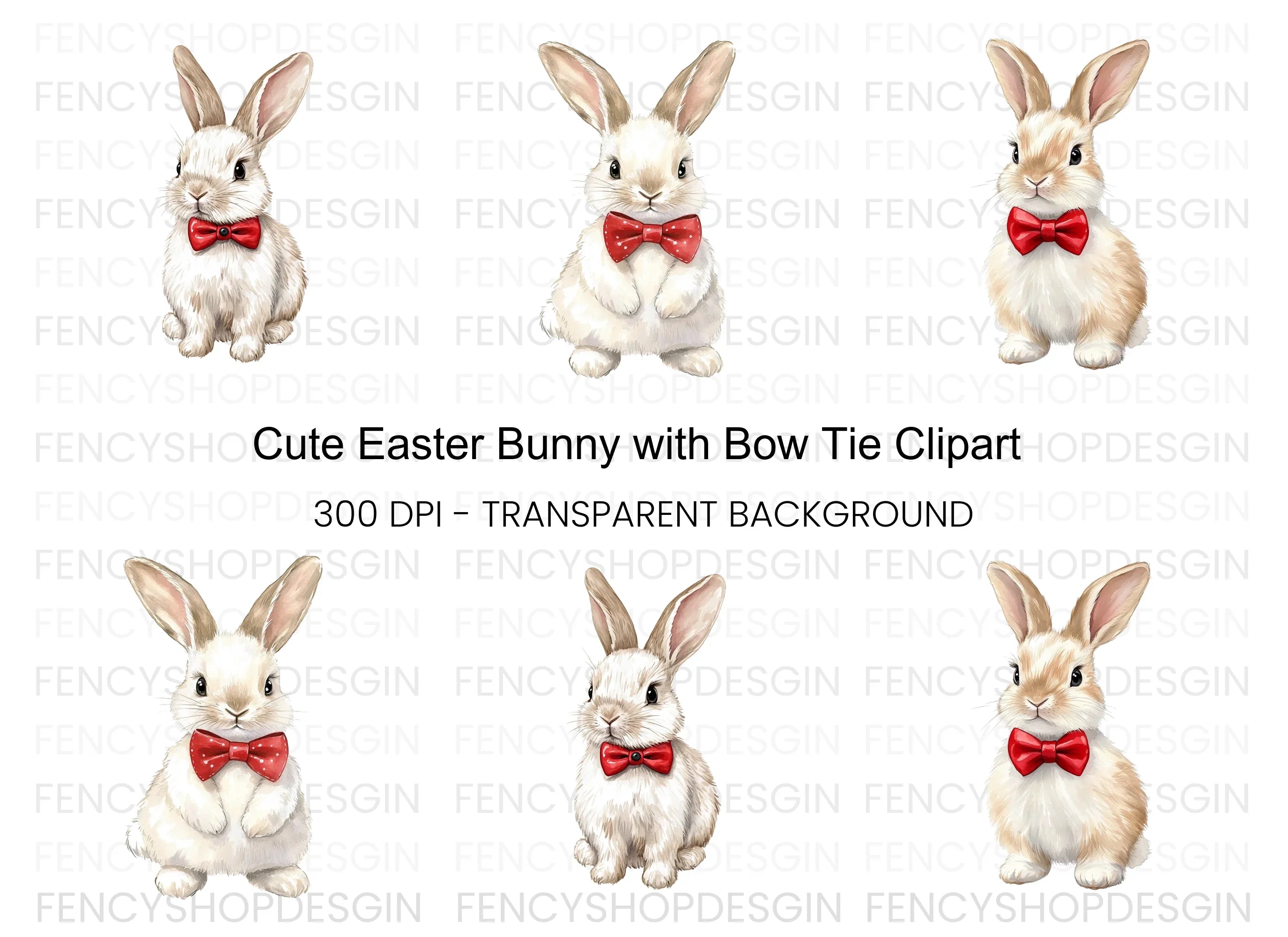 Charming Bunny with Bow Tie Clipart Bundle