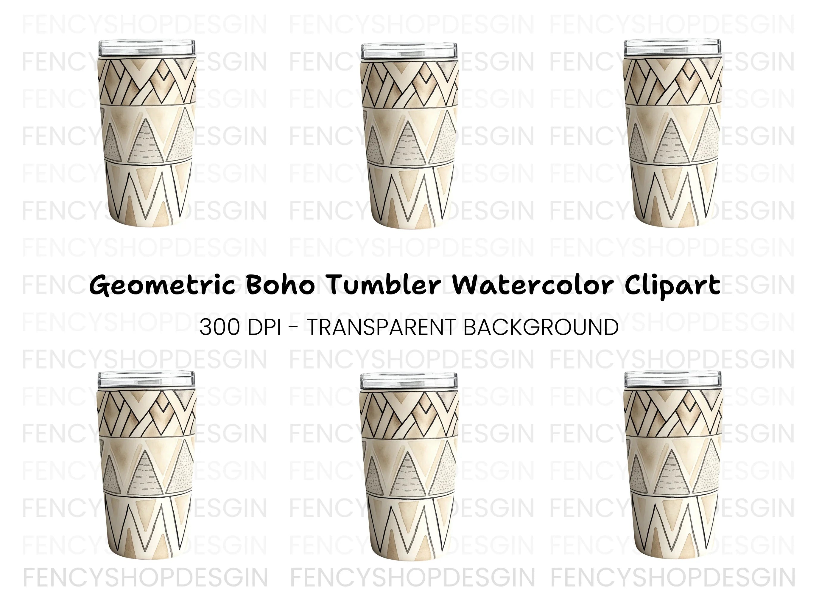 Boho Geometric Tumbler Clipart Bundle