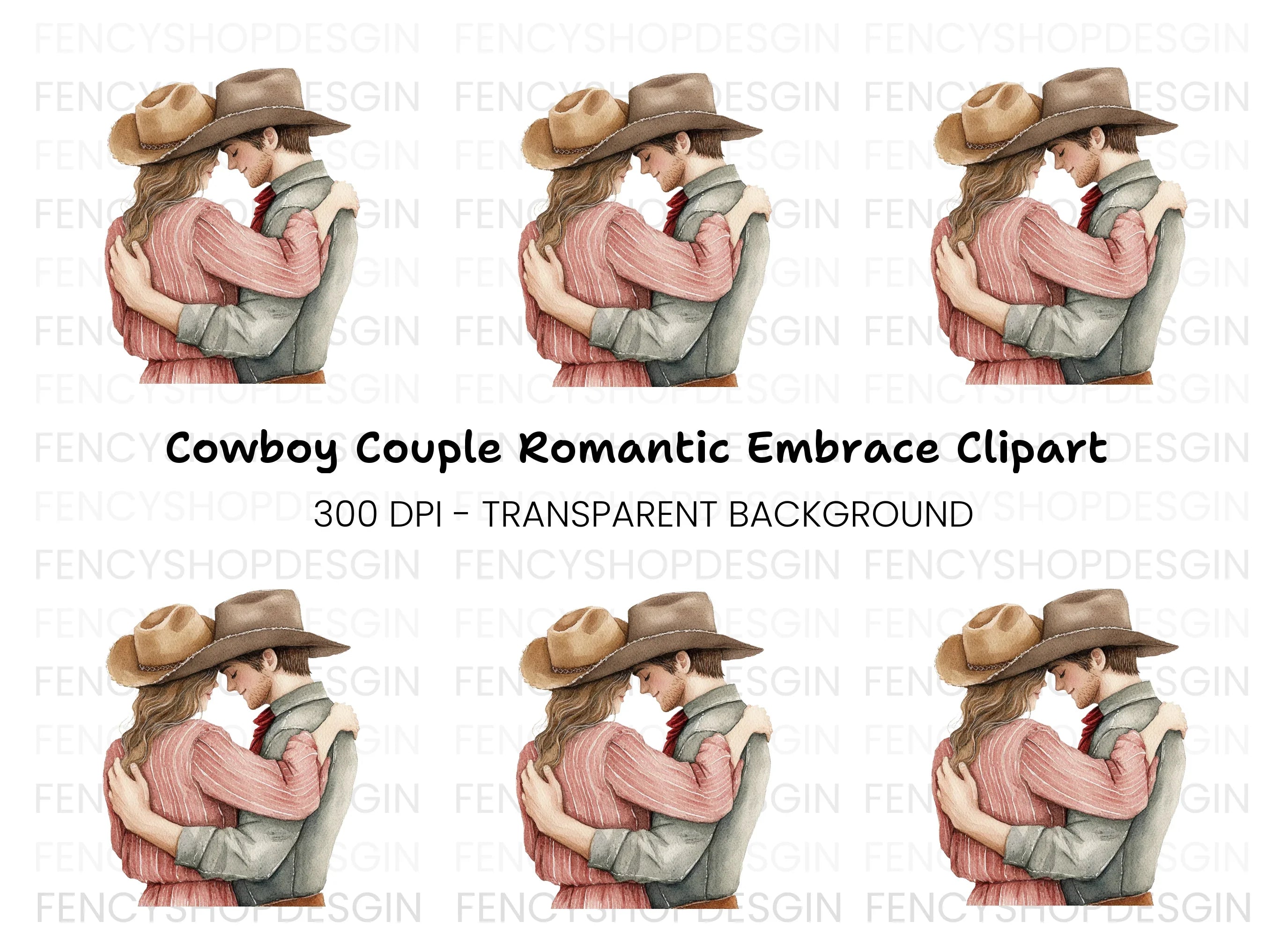 Romantic Cowboy Couple Clipart Bundle