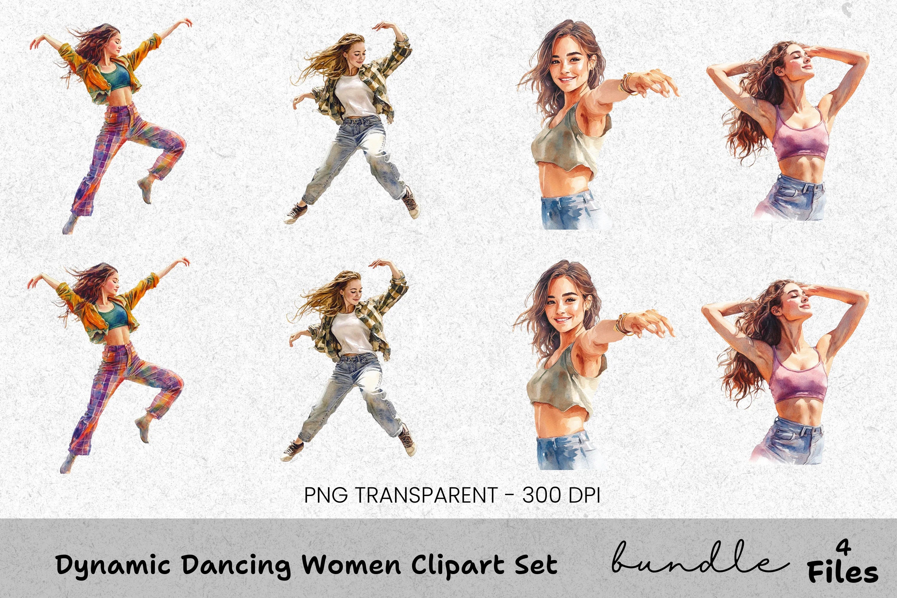 Dynamic Dancing Women Clipart Bundle