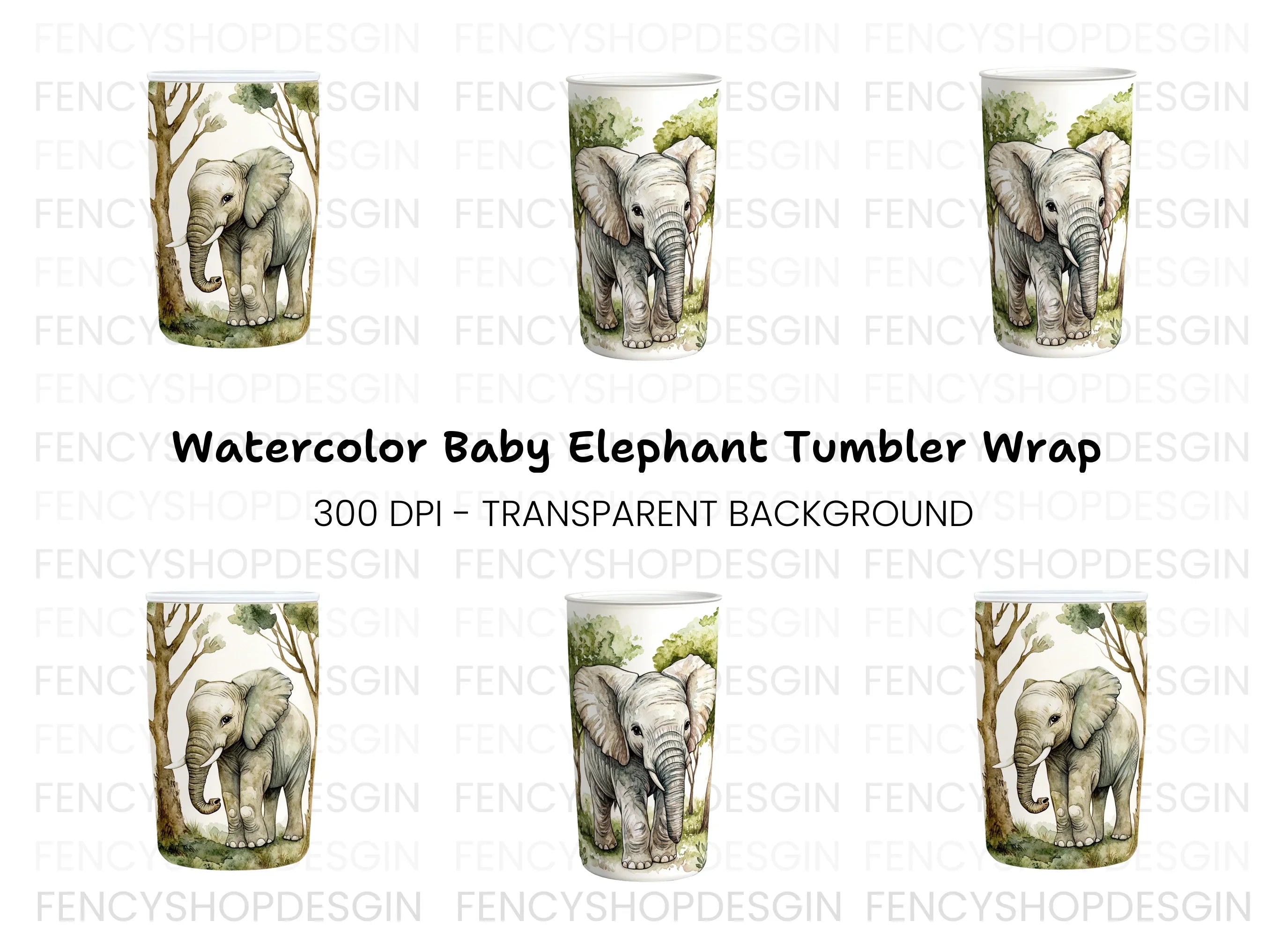 Cute Baby Elephant Clipart Bundle