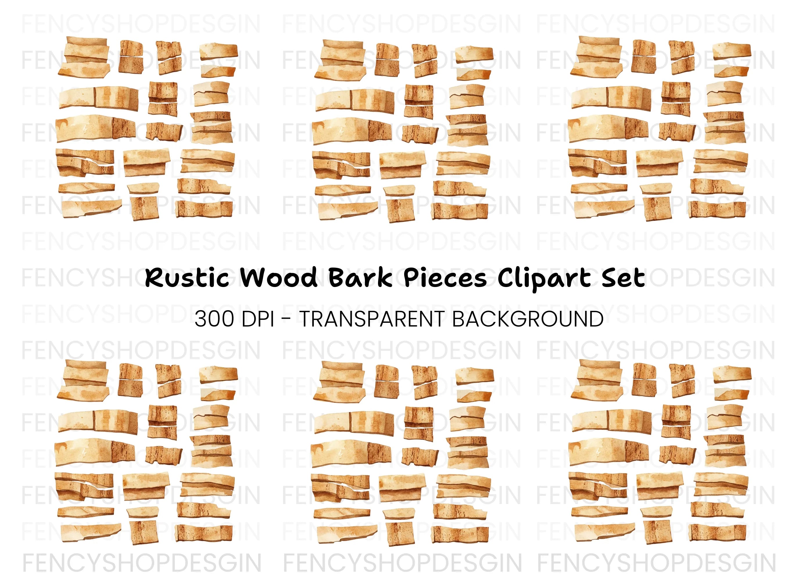 Distressed Wood Strips Clipart Bundle