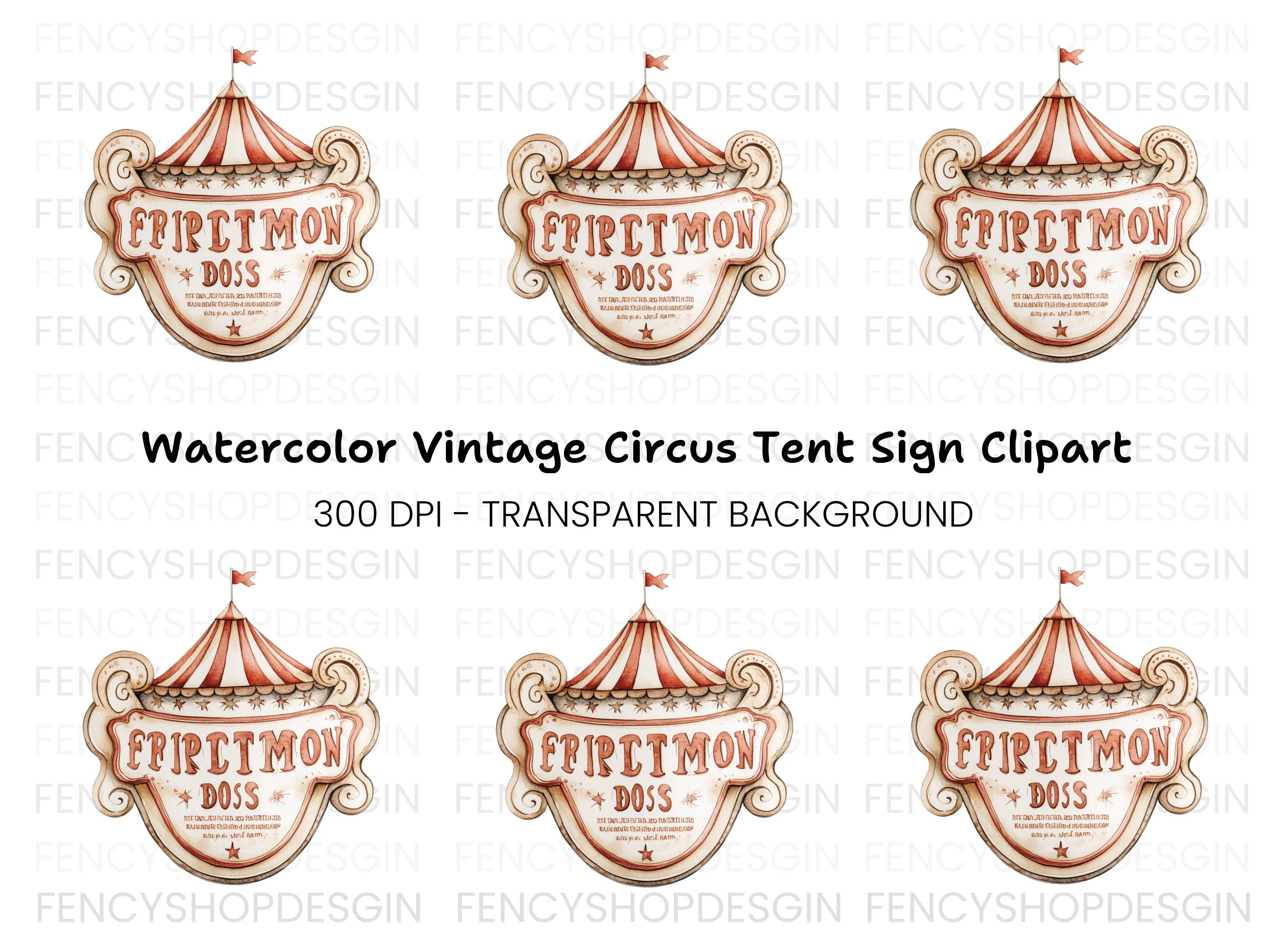 Retro Circus Tent Sign Clipart Bundle