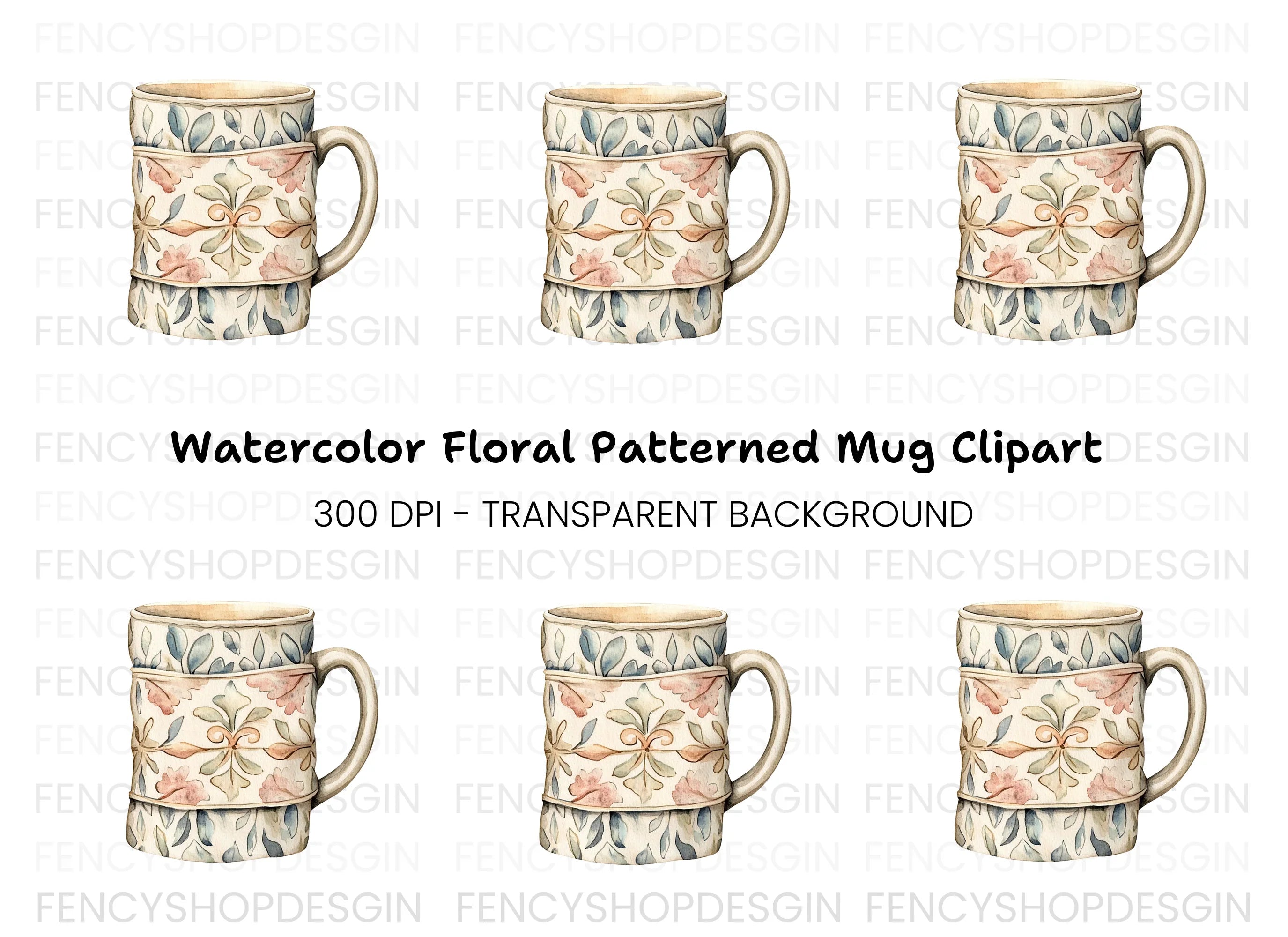 Decorative Floral Pattern Clipart Bundle