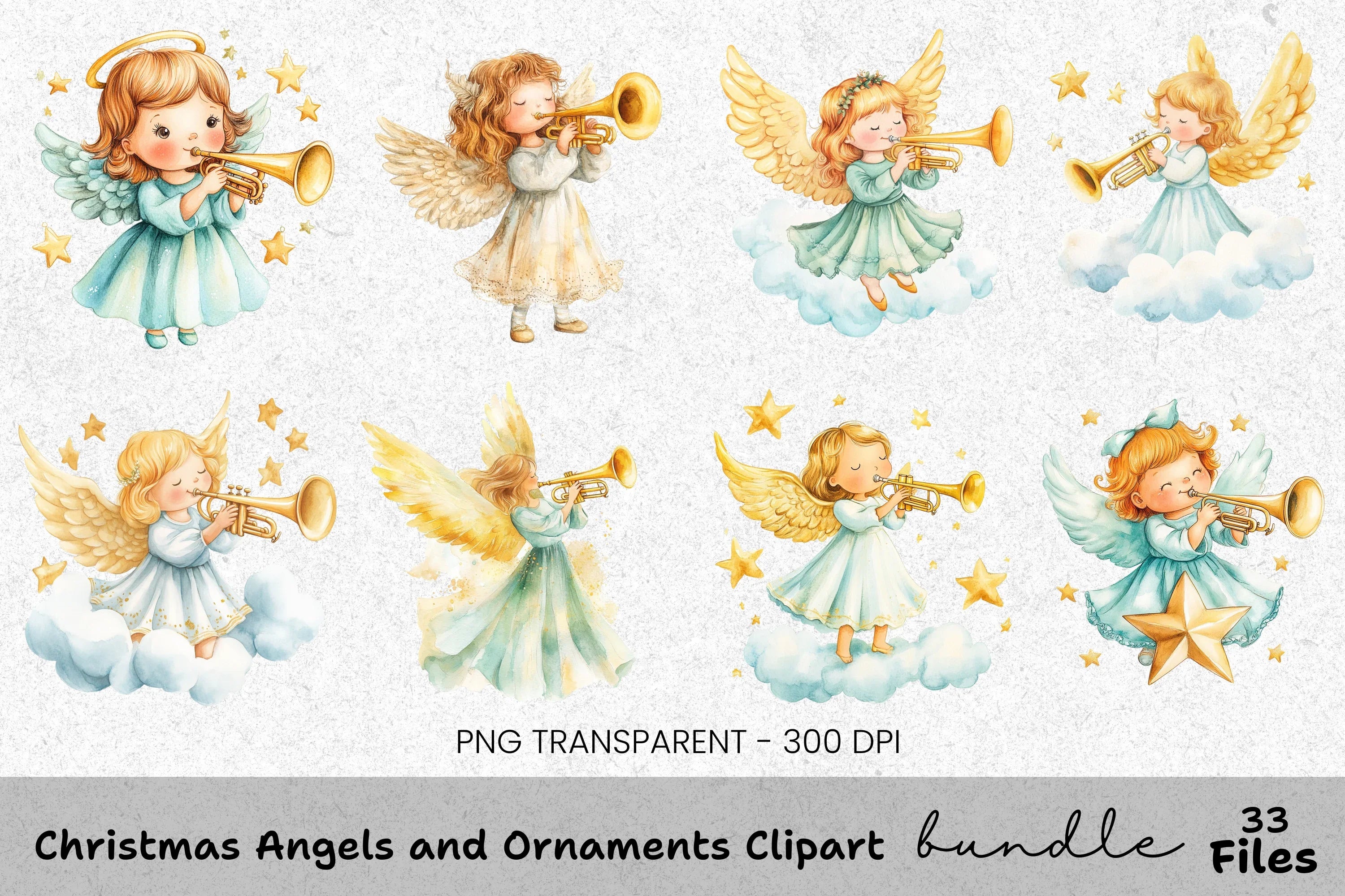 Christmas Angels and Bauble Clipart Bundle