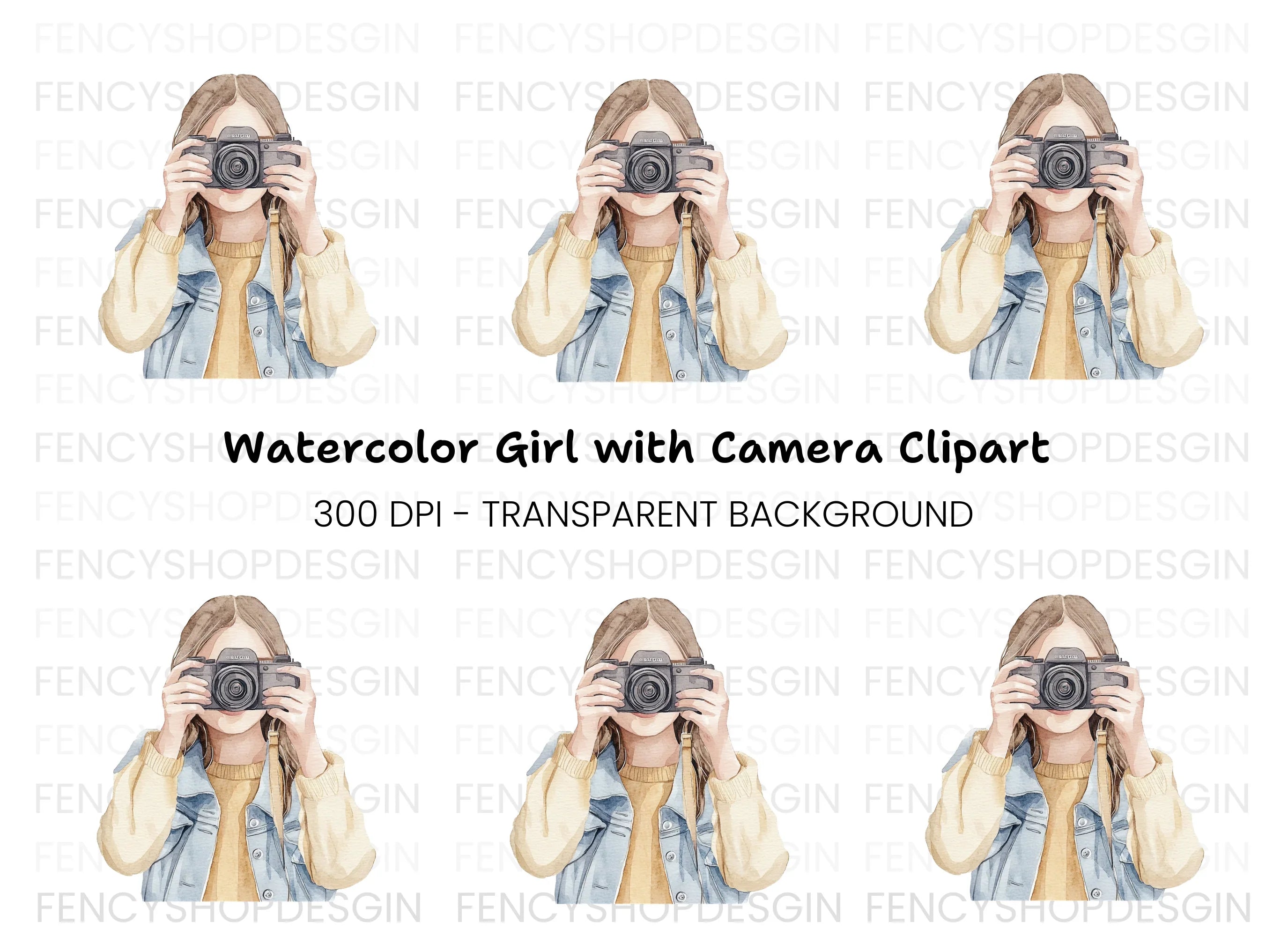 Stylish Girl Photographer Clipart Bundle
