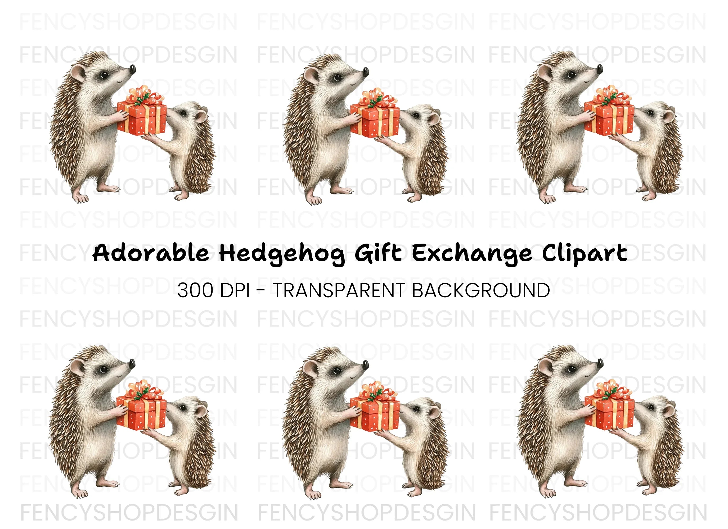 Hedgehog Family Gift Exchange Clipart Bundle
