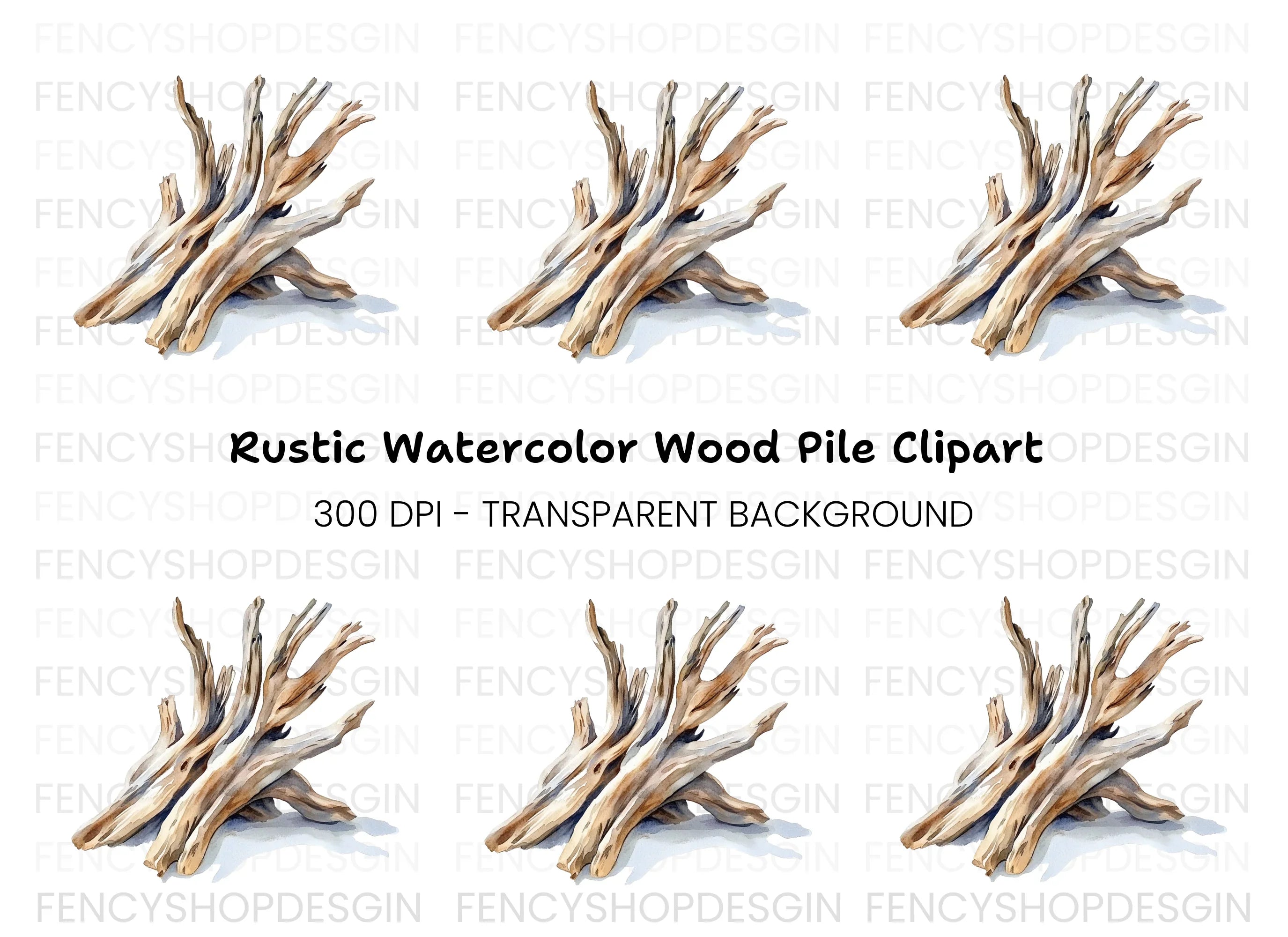 Driftwood Pile Clipart Bundle