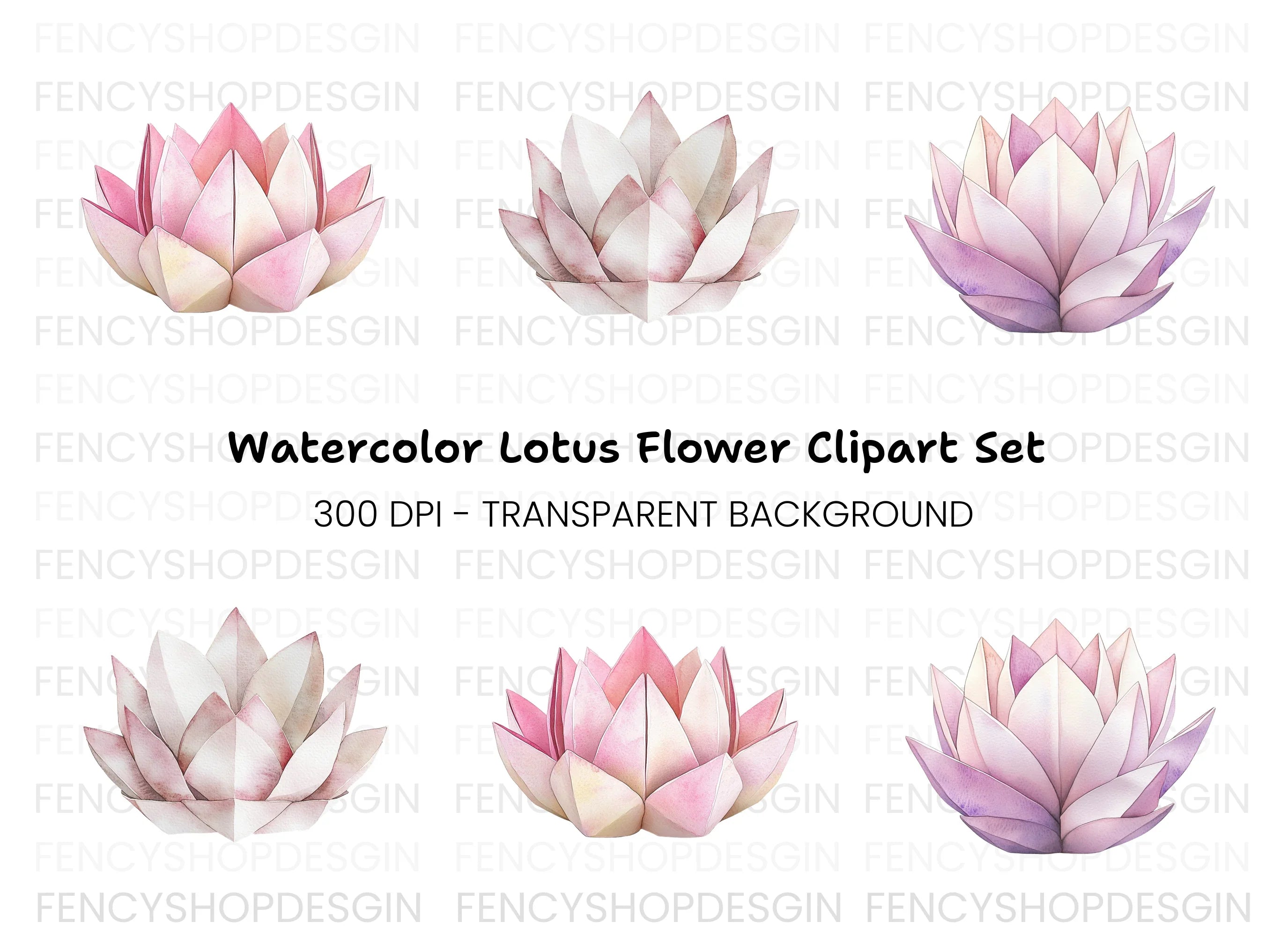 Lotus Flower Clipart Bundle