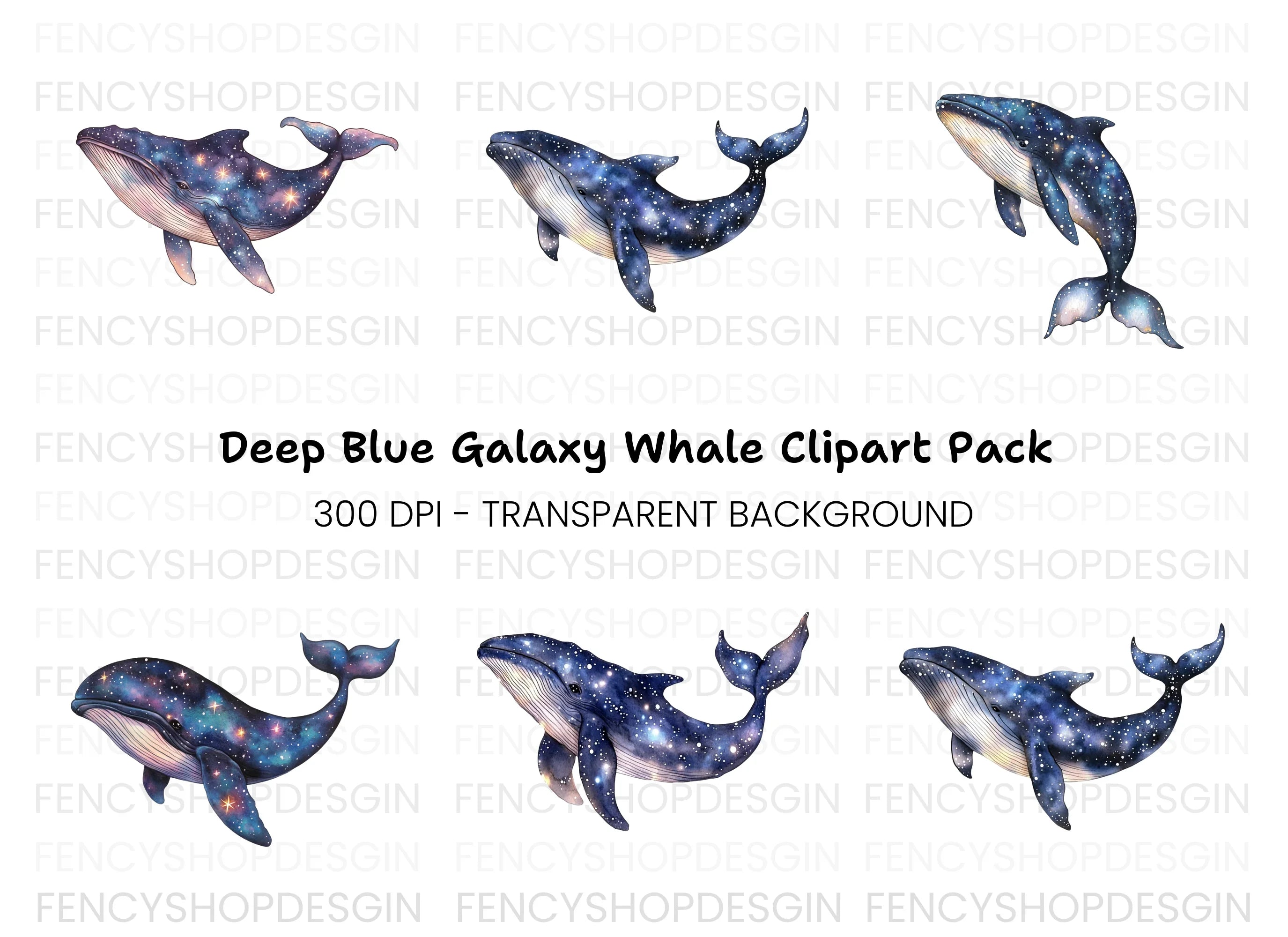 Whale Galaxy Clipart Bundle