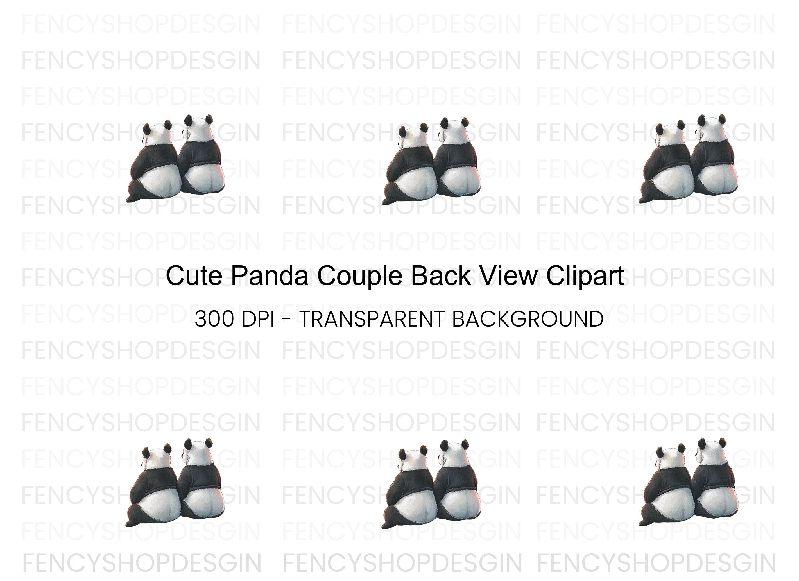 Adorable Pandas Looking Away Clipart Bundle