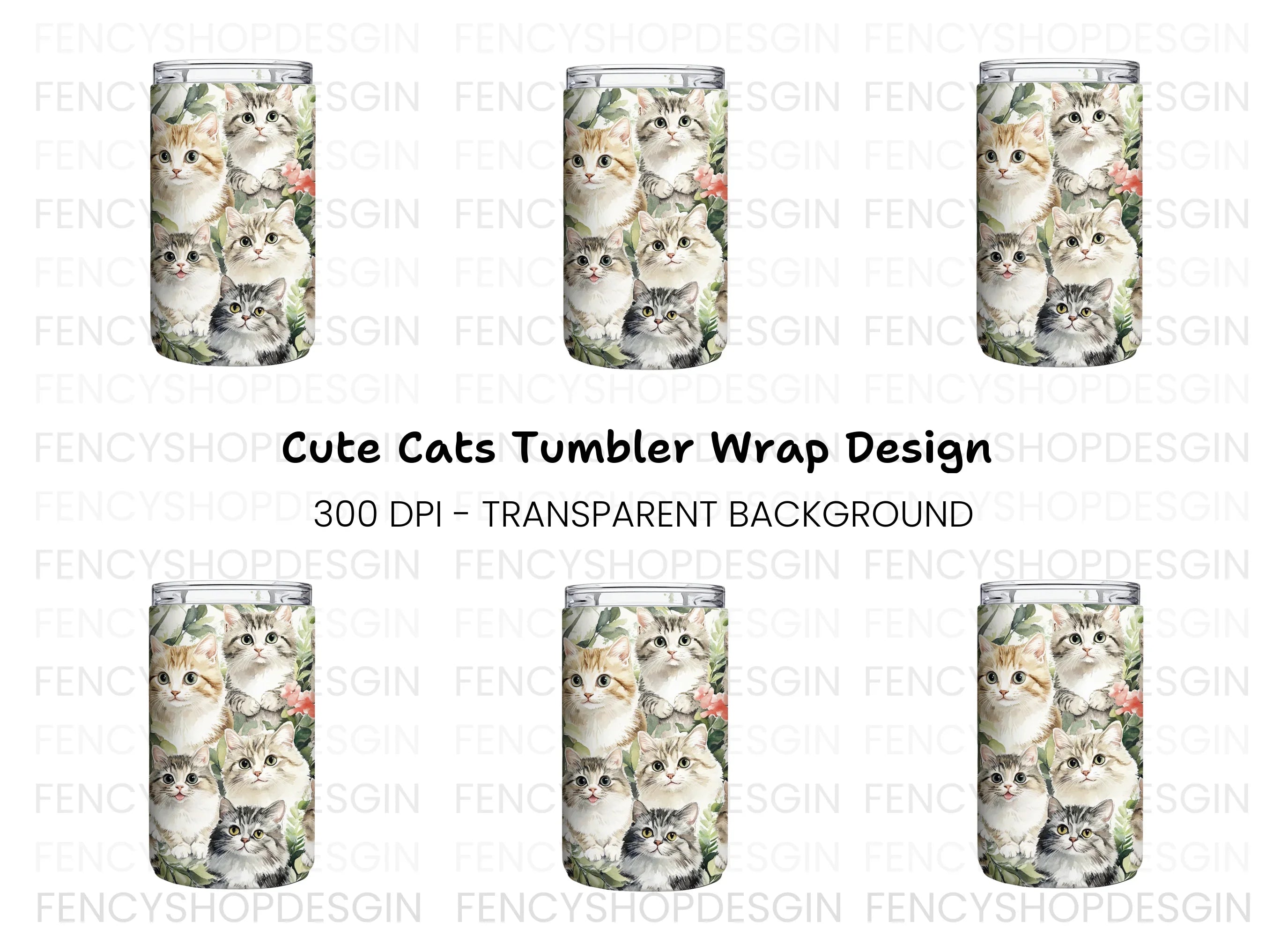 Cute Cat Tumbler Clipart Bundle